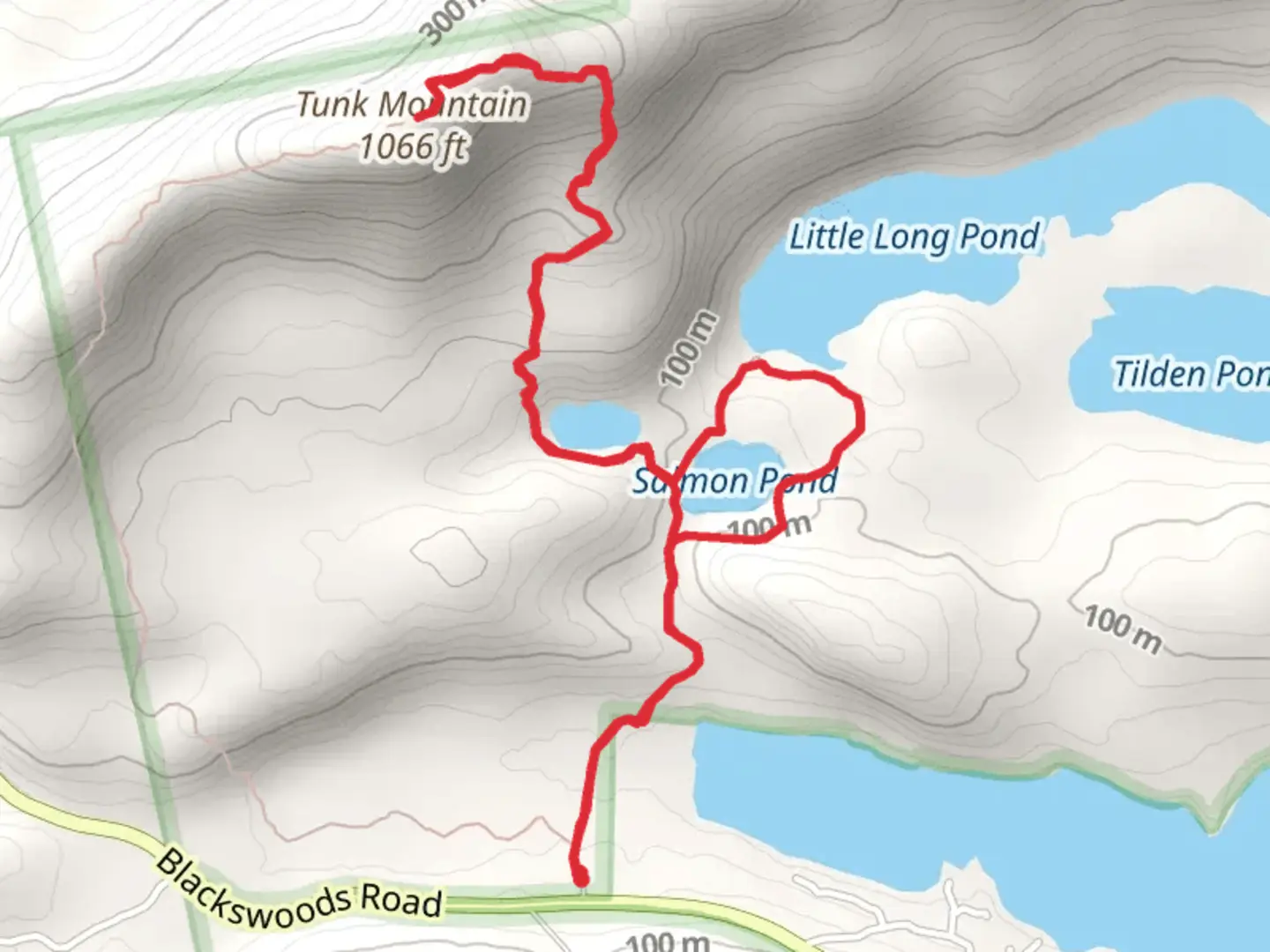 An image depicting the trail Tunk Maintain Ridge and its surrounding area.