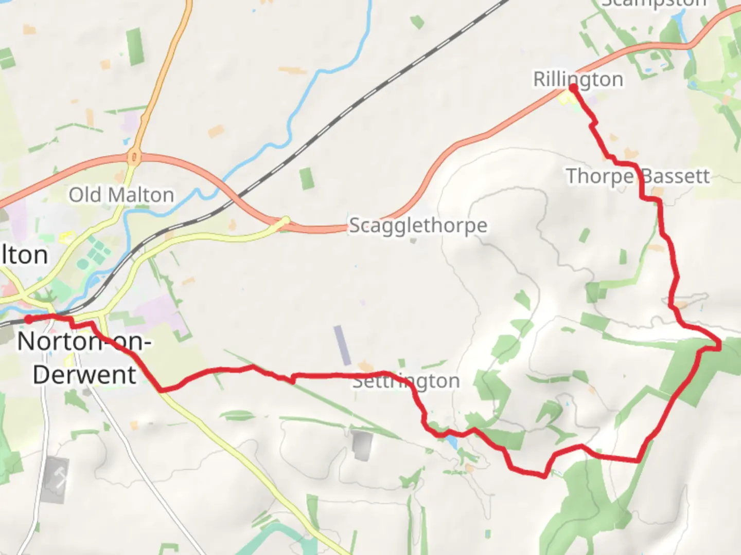 An image depicting the trail Malton to Rillington Walk and its surrounding area.