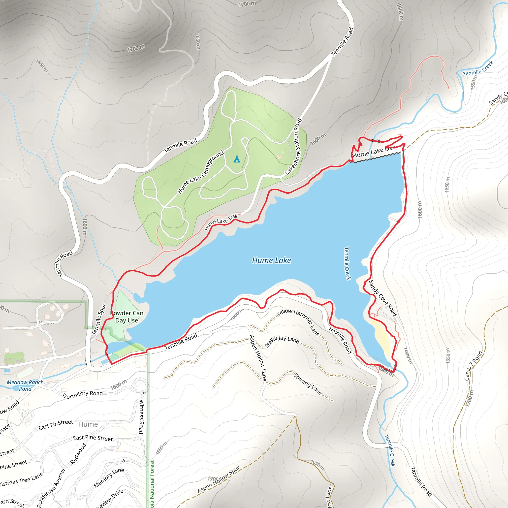 Hume Lake Loop Trail mobile static map