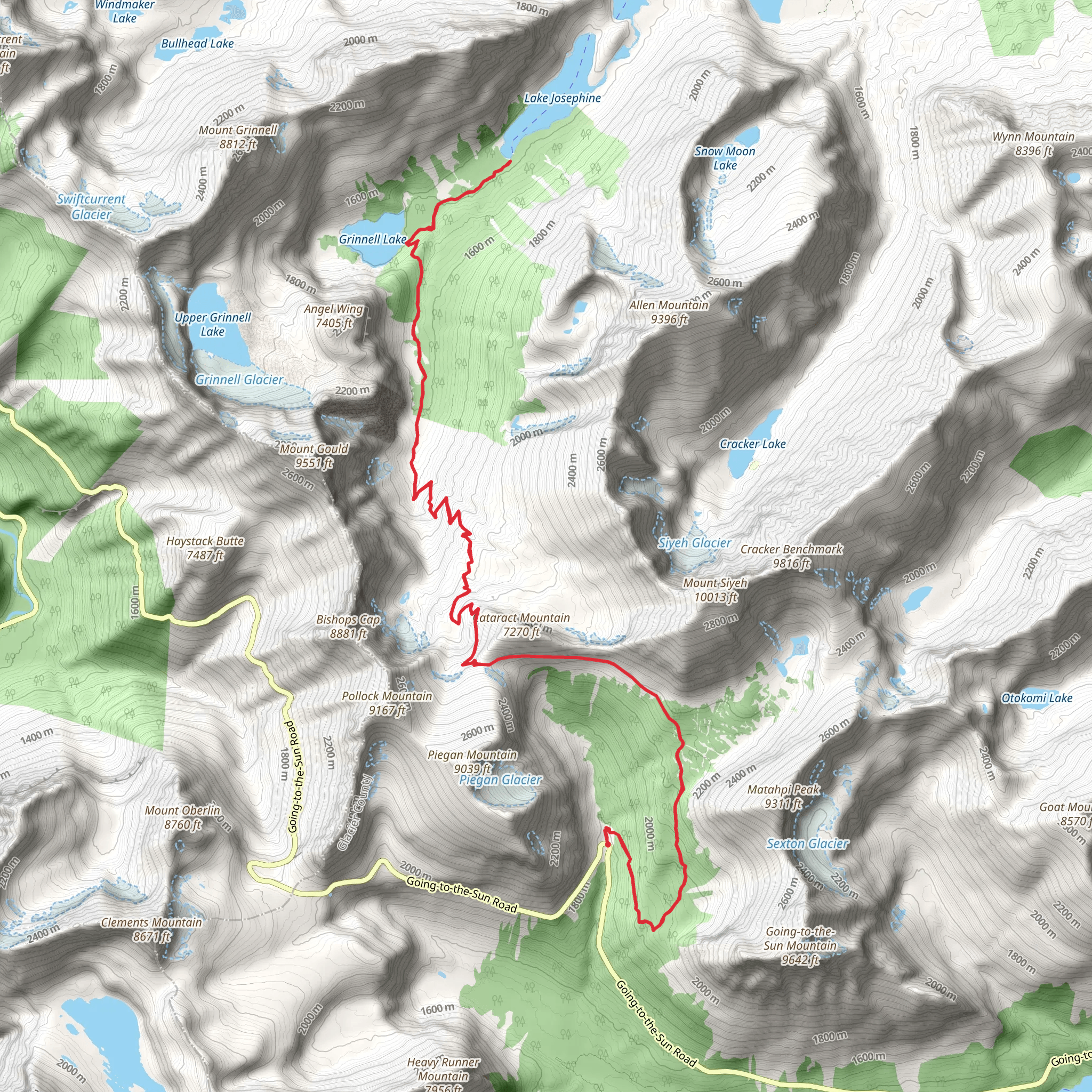 Lake Josephine and Lake Grinnell via CDT mobile static map