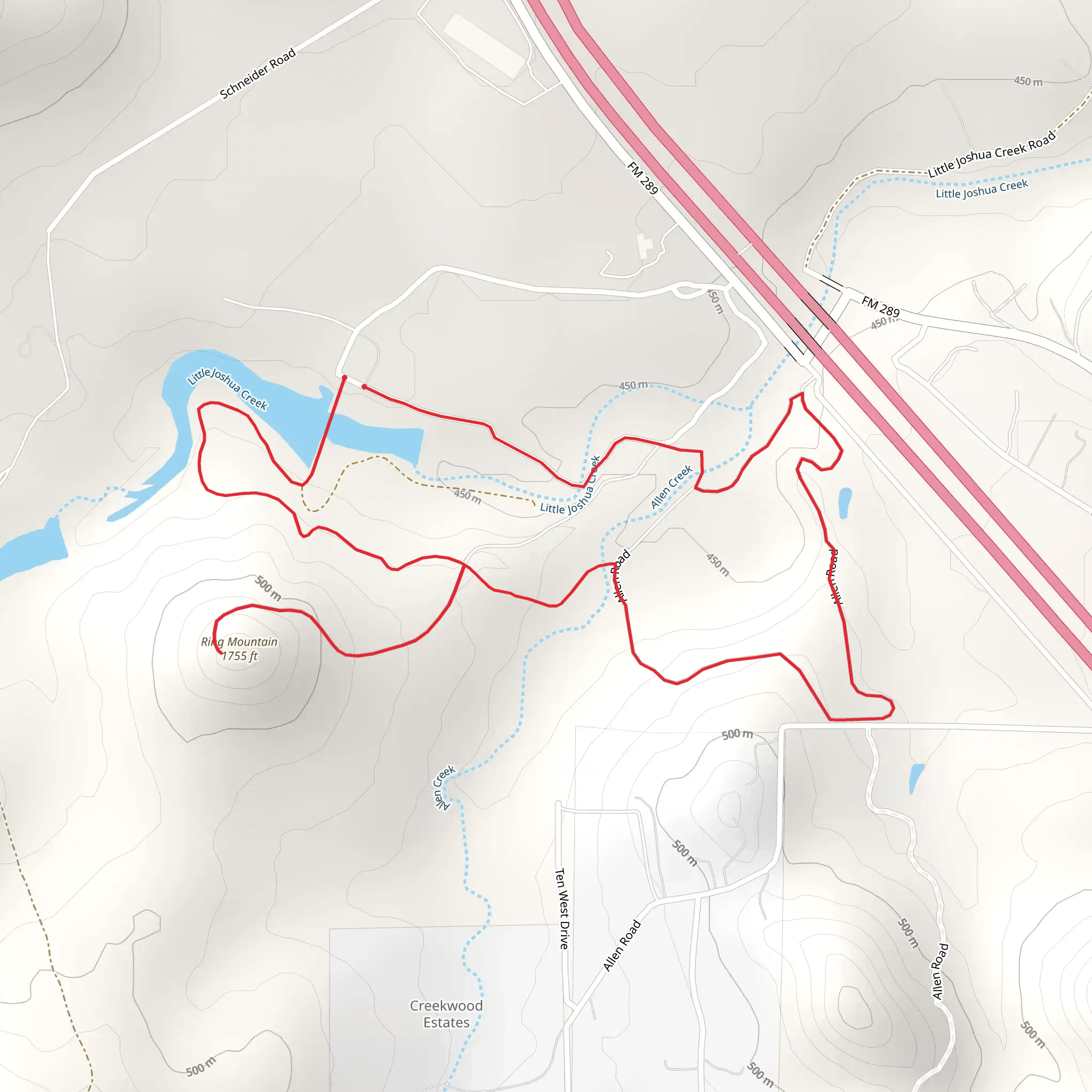 Joshua Creek, Ragsdale and Ring Mountain Loop mobile static map