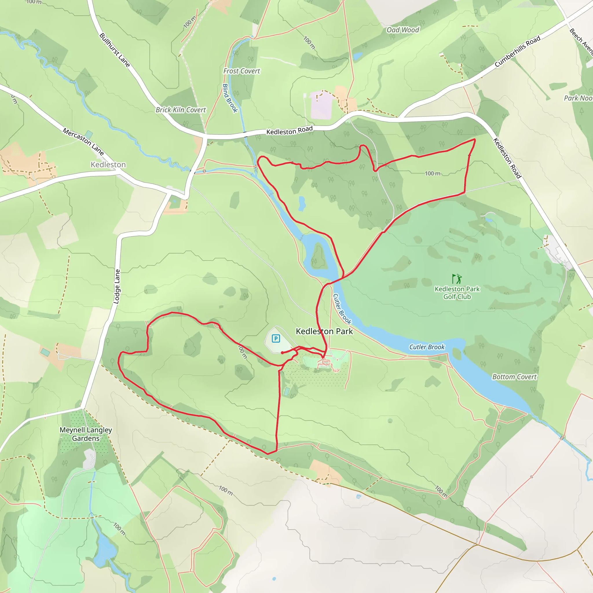 Kedleston Park and Hall Loop mobile static map