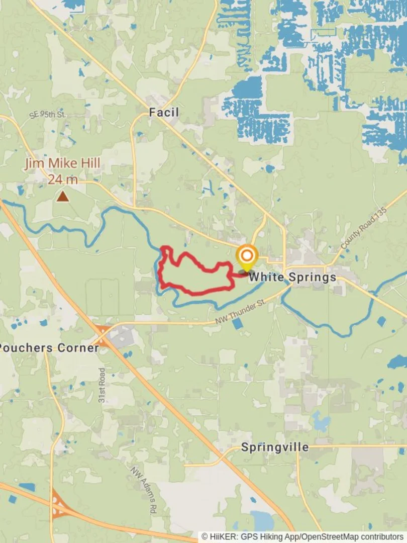 An image depicting the trail Stephen Foster Folk Culture Center State Park Loop - West and its surrounding area.