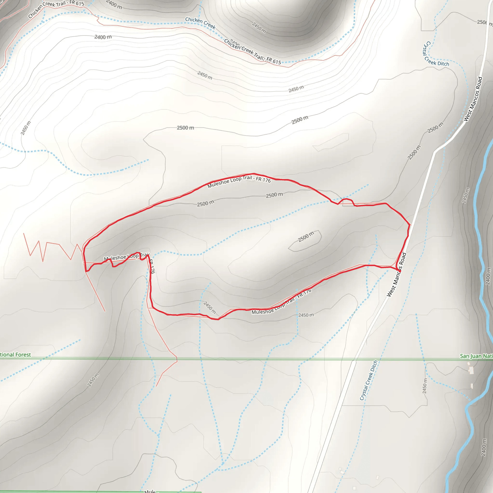 Muleshoe Loop Trail mobile static map