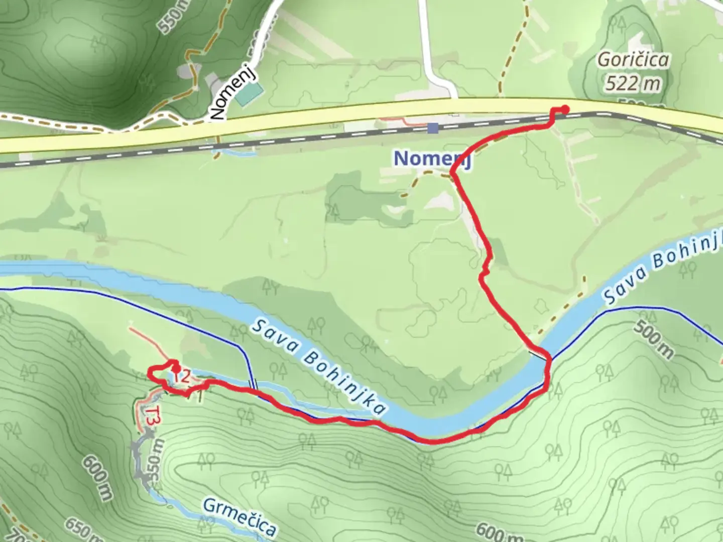 An image depicting the trail Slap Grmecica - Upper Limits UK and its surrounding area.