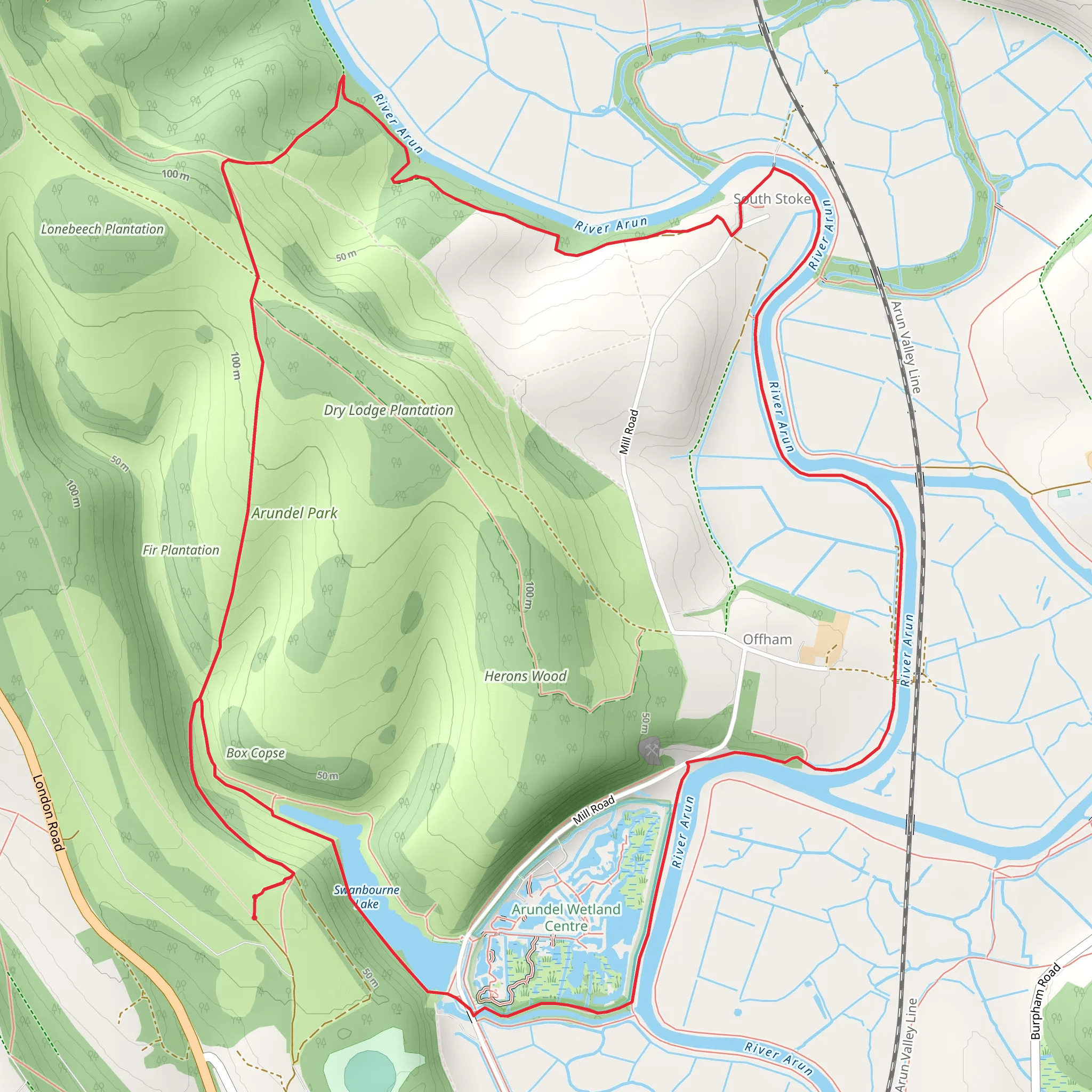 Arundel Park and South Stock mobile static map