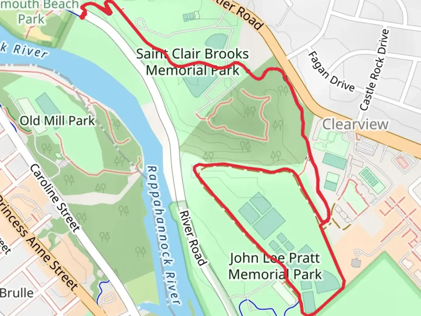 An image depicting the trail John Lee Pratt Memorial Park and Belmont Ferry Farm Loop Trail and its surrounding area.