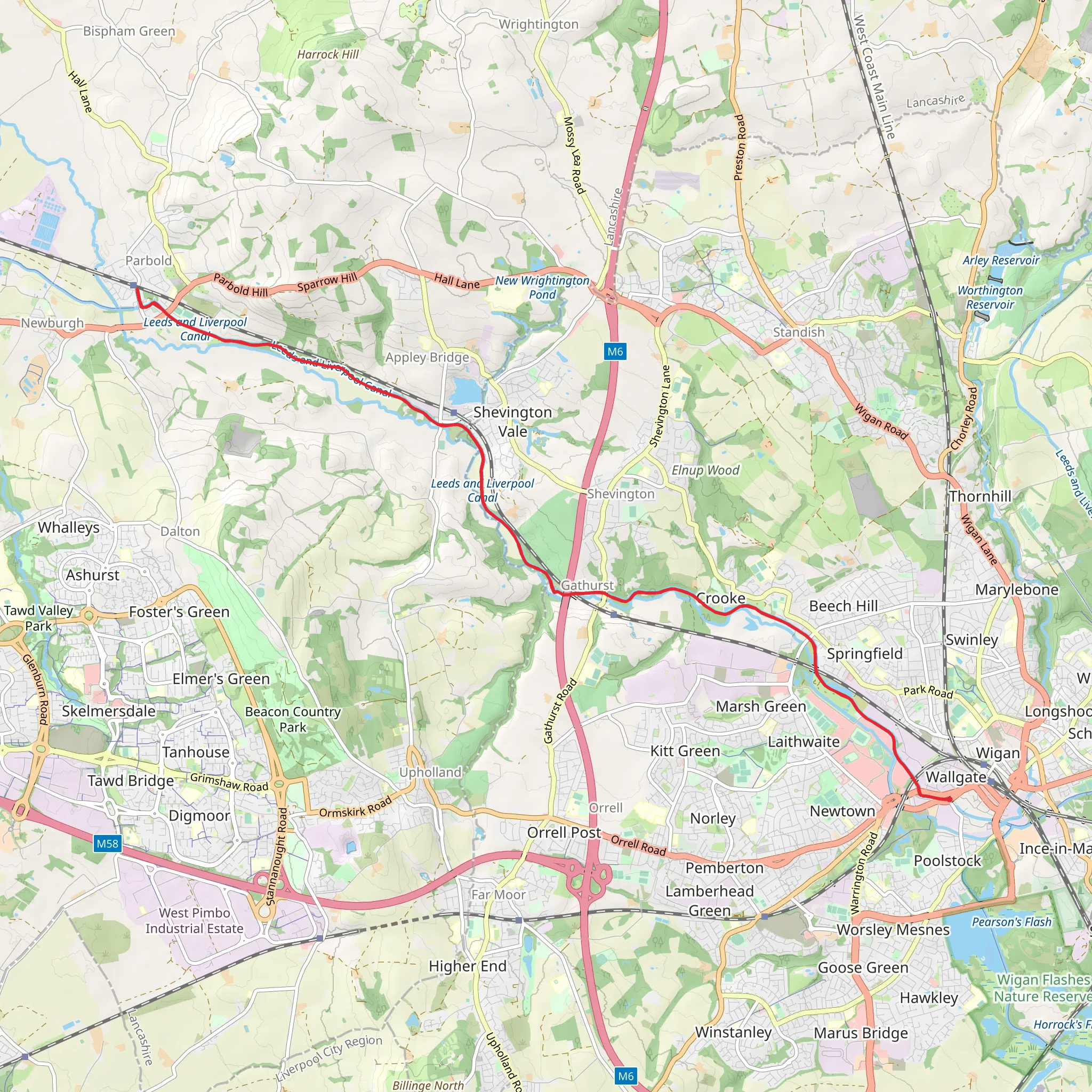 Wigan Canal Walk mobile static map