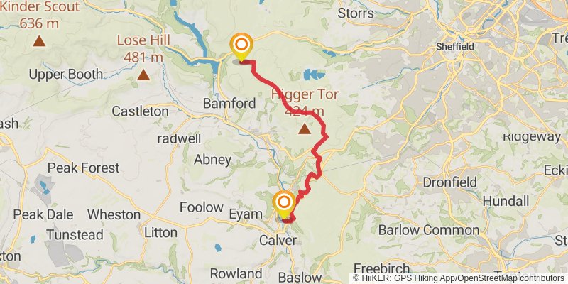 Carlisle to Cat and Fiddle Walk stage 39 Map