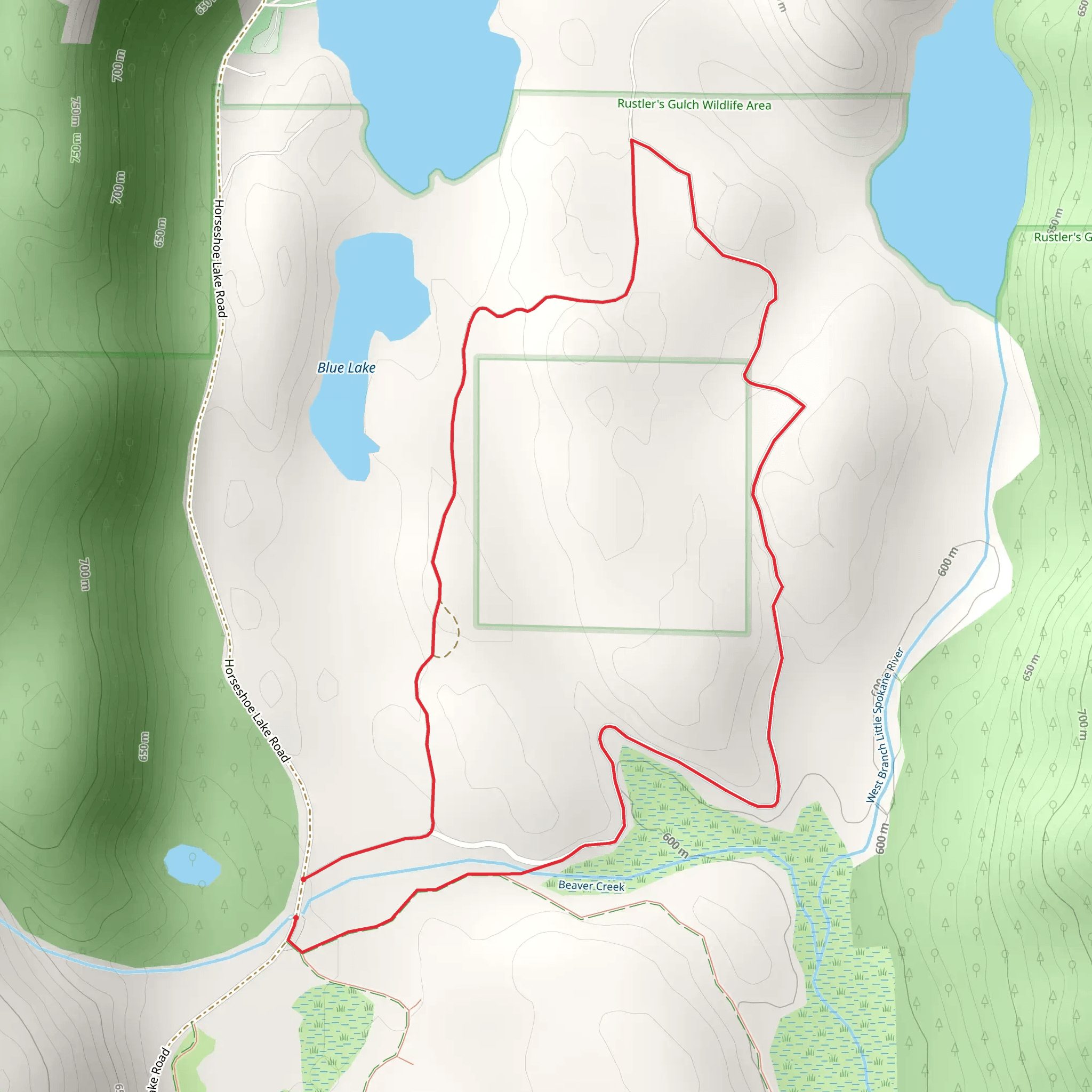Beaver Creek and Blue Lake Loop mobile static map
