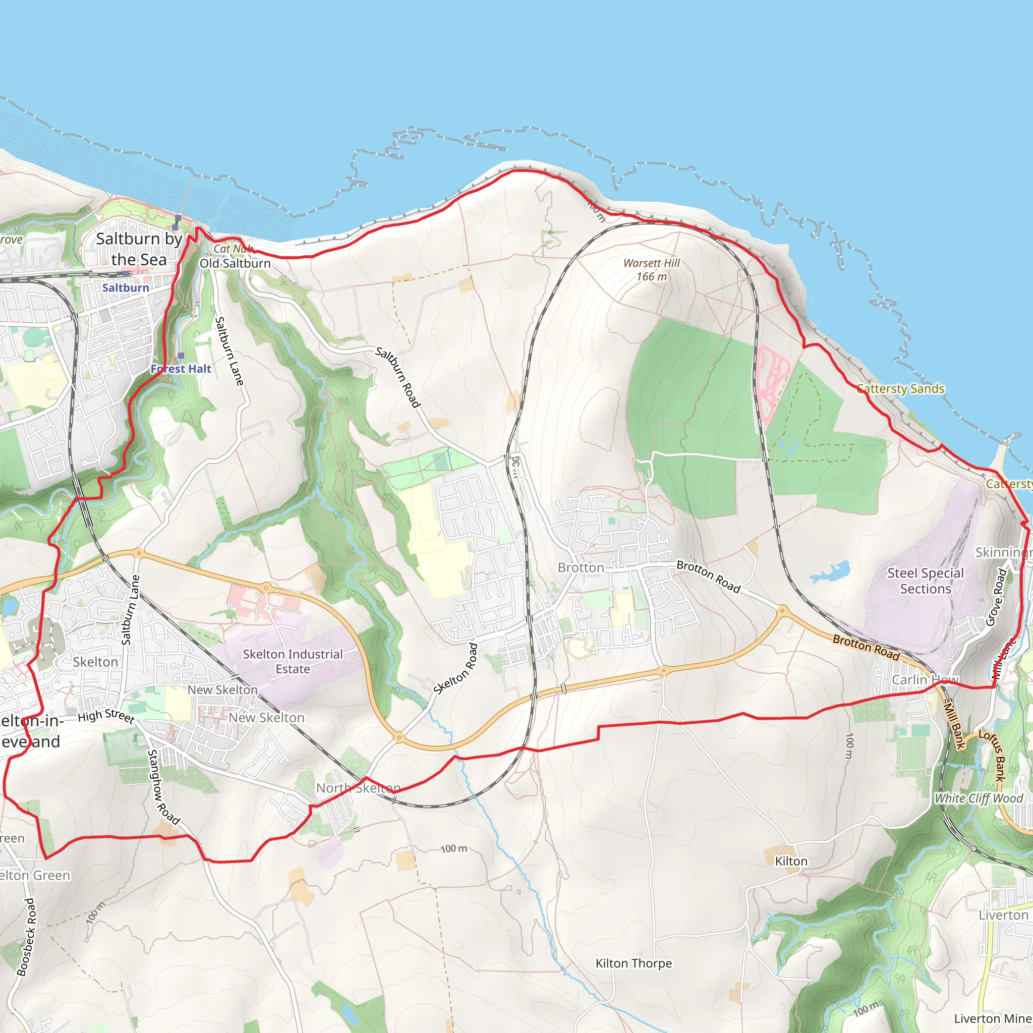 Saltburn and Skelton from Skinningrove mobile static map