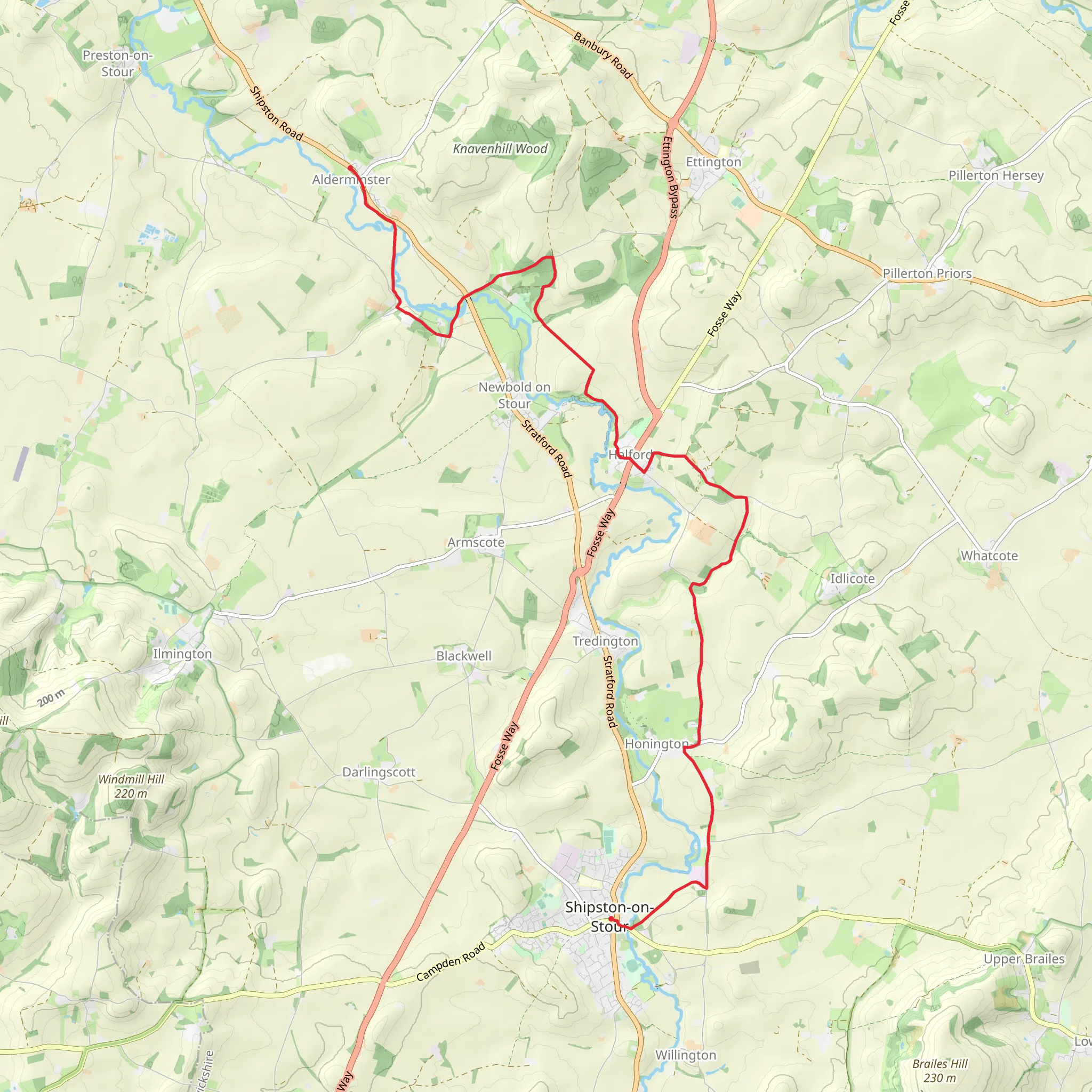 Alderminster to Shipston-on-Stour Walk mobile static map