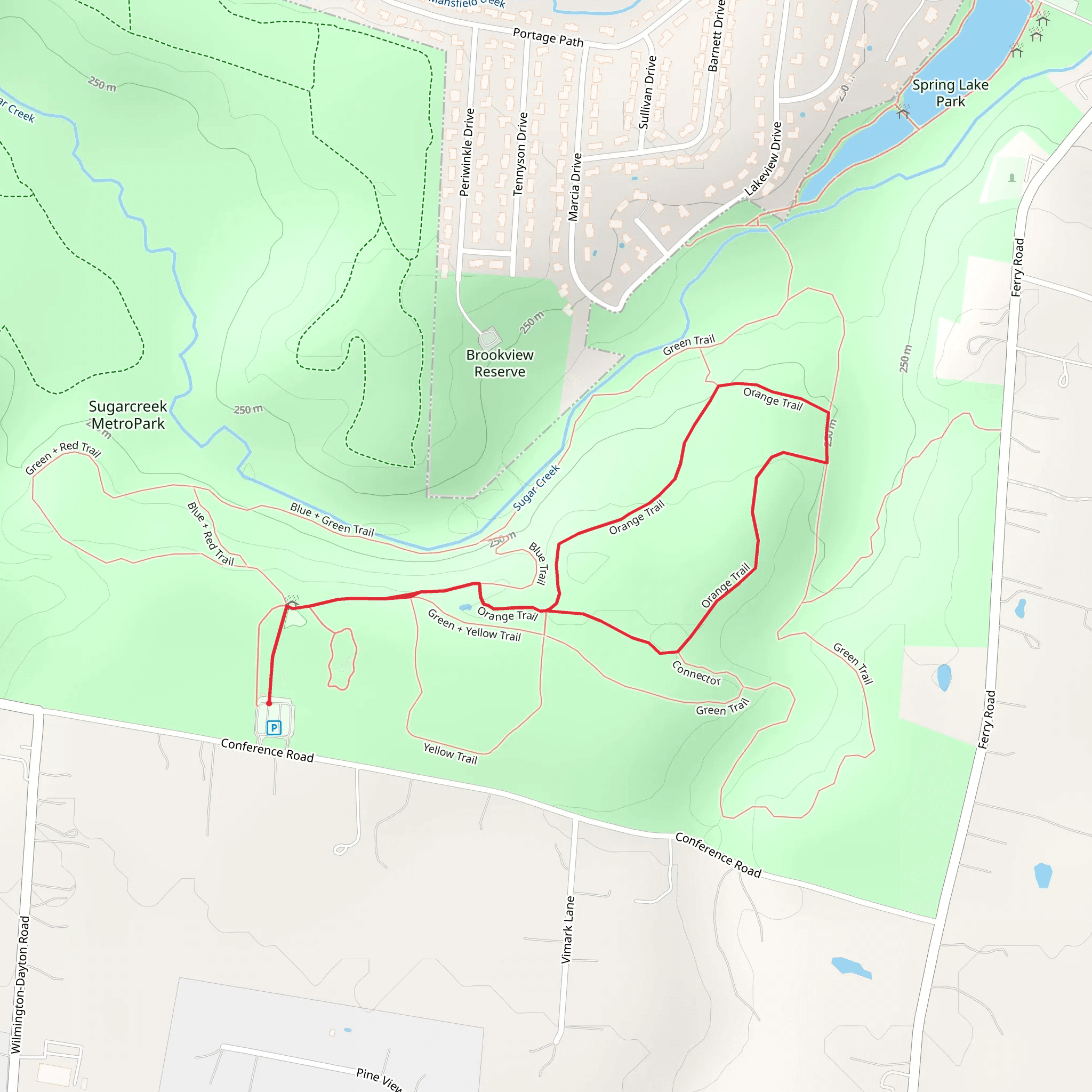 Sugarcreek Metro Park Paved Trail and Sugarcreek MetroPark Orange Loop Trail mobile static map