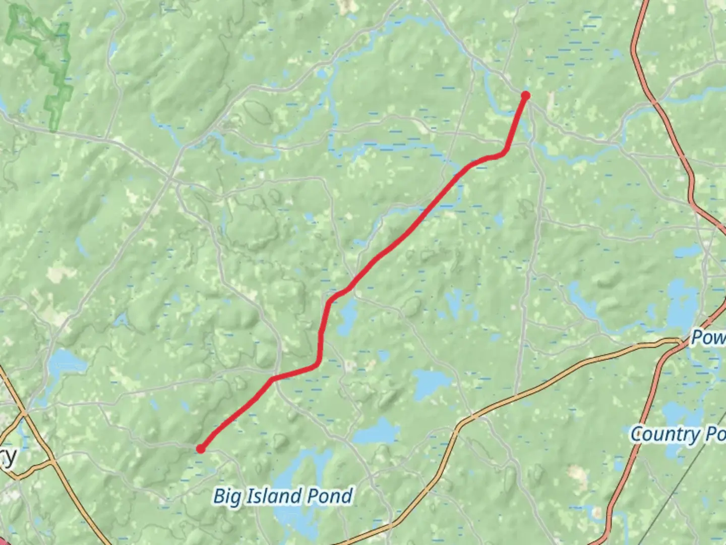 An image depicting the trail Rockingham Recreational Trail from MainStreet to Warner Hill Road and its surrounding area.