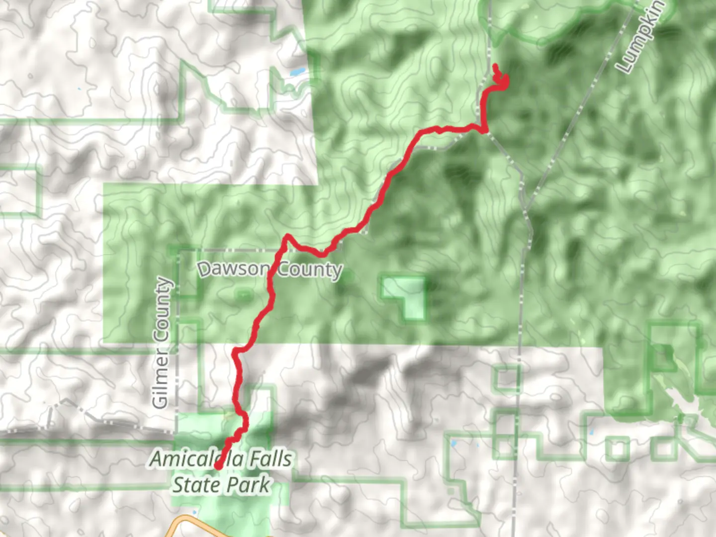An image depicting the trail Springer Mountain via Appalachian Trail and its surrounding area.