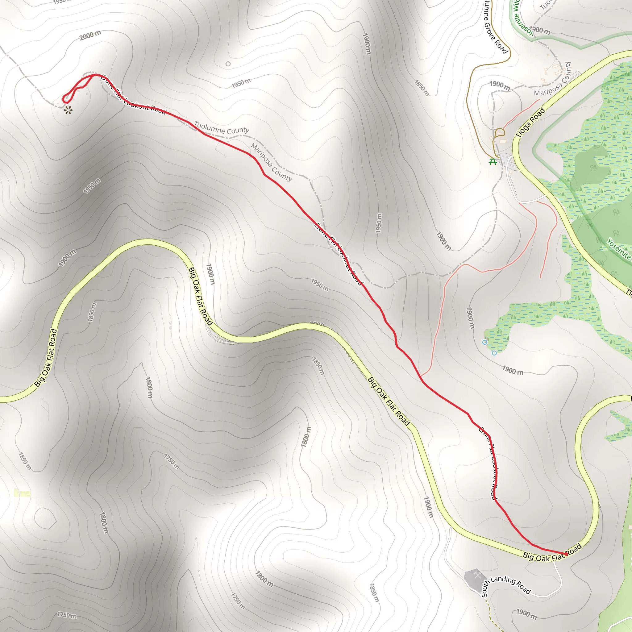 Crane Flat Fire Road mobile static map