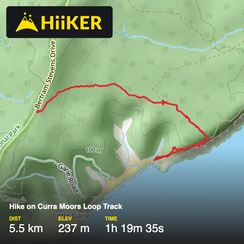 A map preview of the recording Hike on Curra Moors Loop Track.