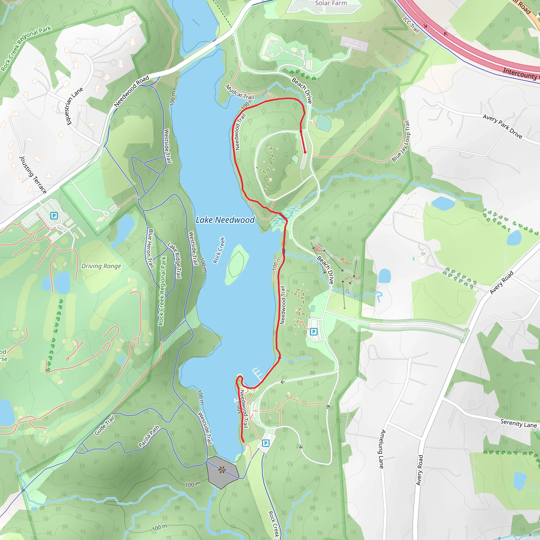 Lake Needwood Trail mobile static map