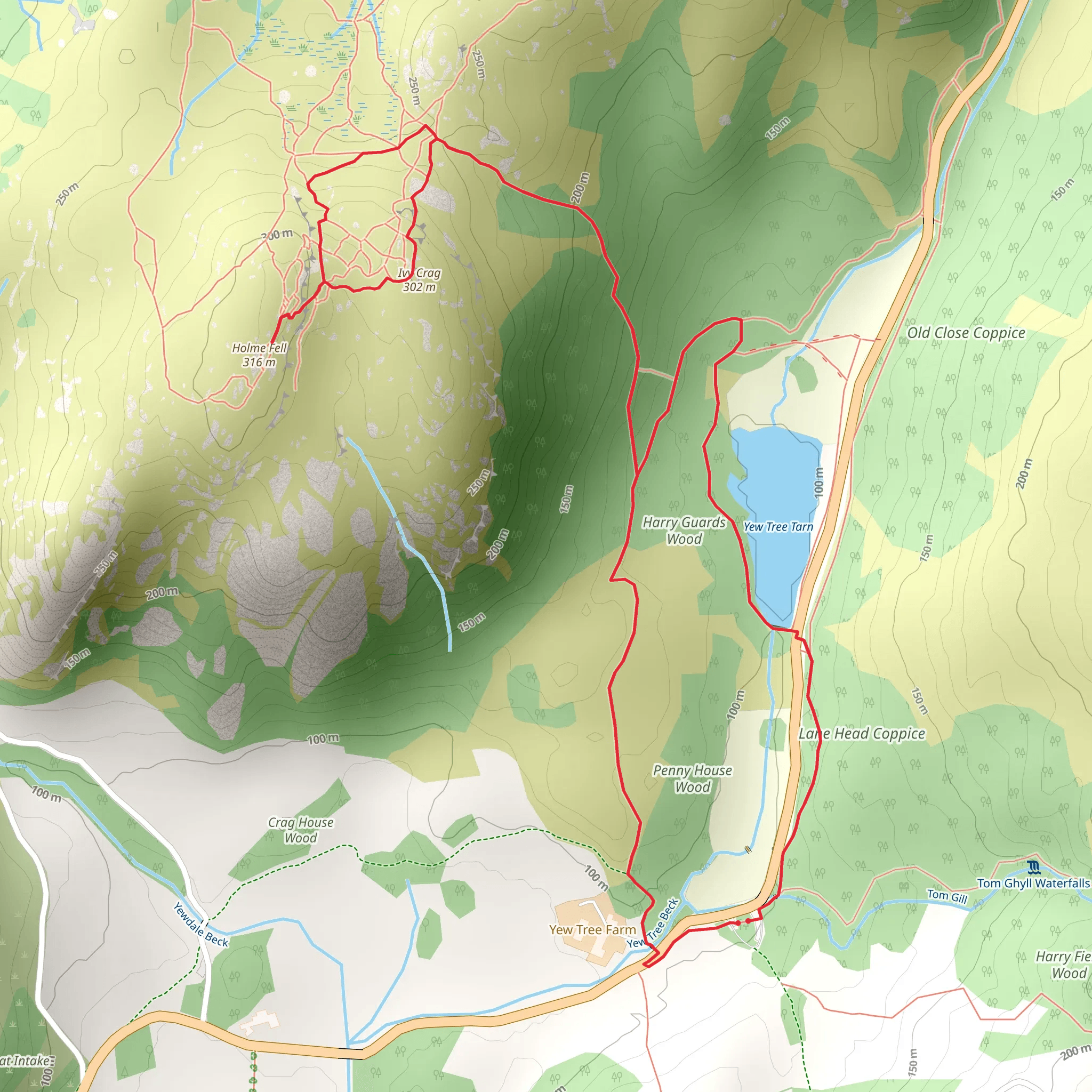 Yew Tree Tarn, Ivy Crag and Holme Fell Loop mobile static map
