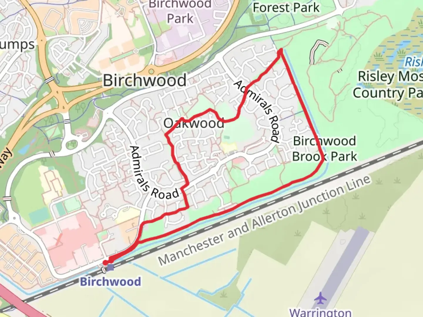 An image depicting the trail Birchwood Brook Park Loop and its surrounding area.