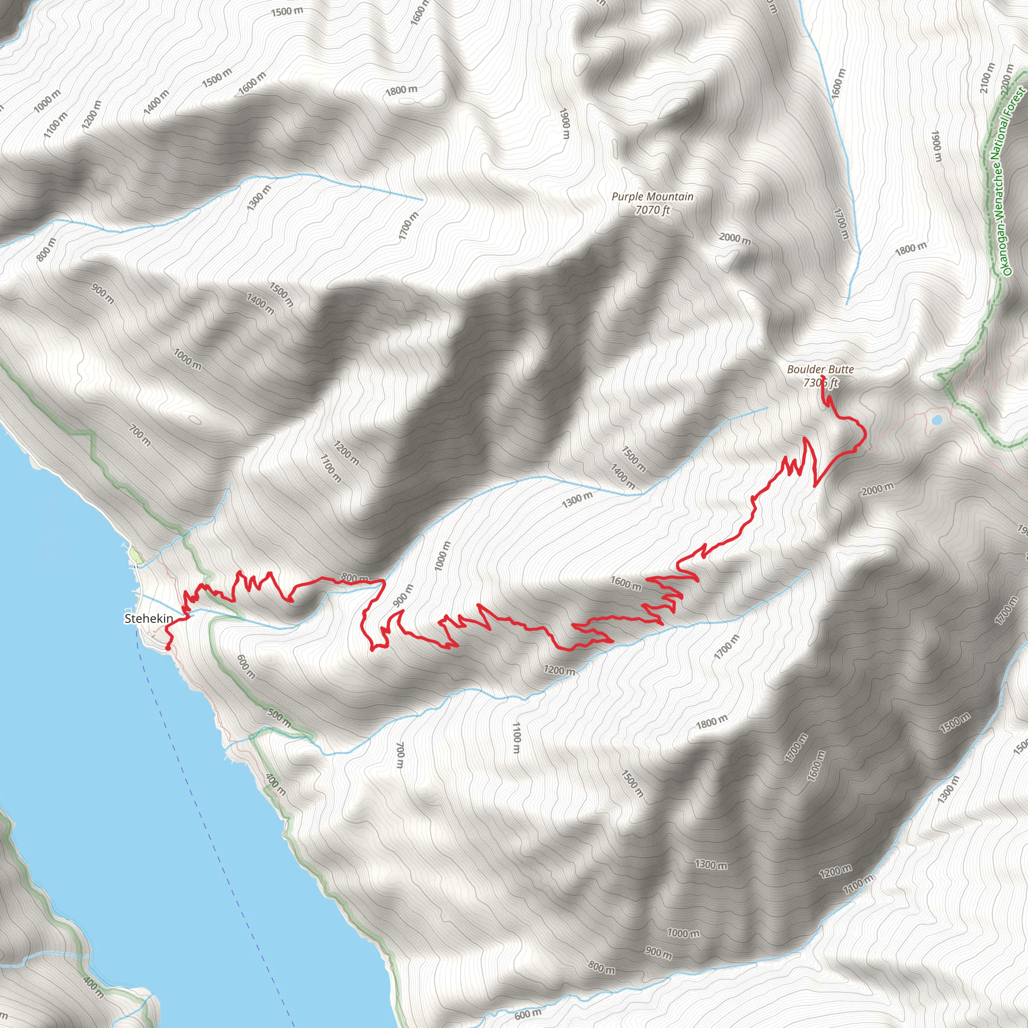 Boulder Butte Mountain via Purple Creek Trail mobile static map