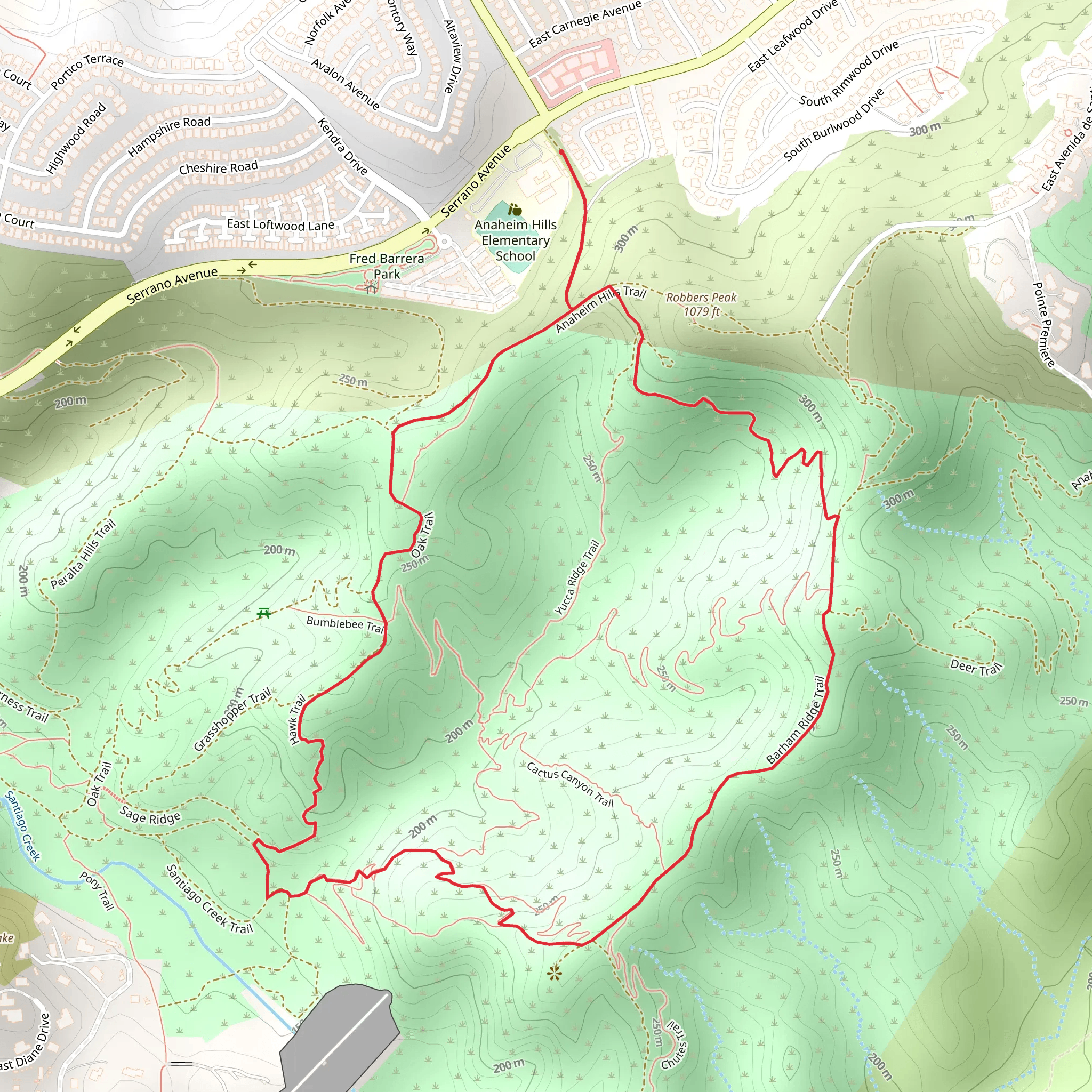 Anaheim Hills, Mountain Goat and Hawk Loop Trail mobile static map