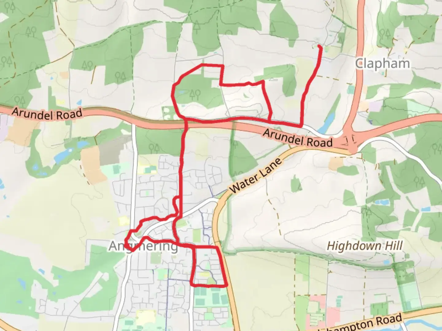 An image depicting the trail Fox Rough and Angmering Walk and its surrounding area.
