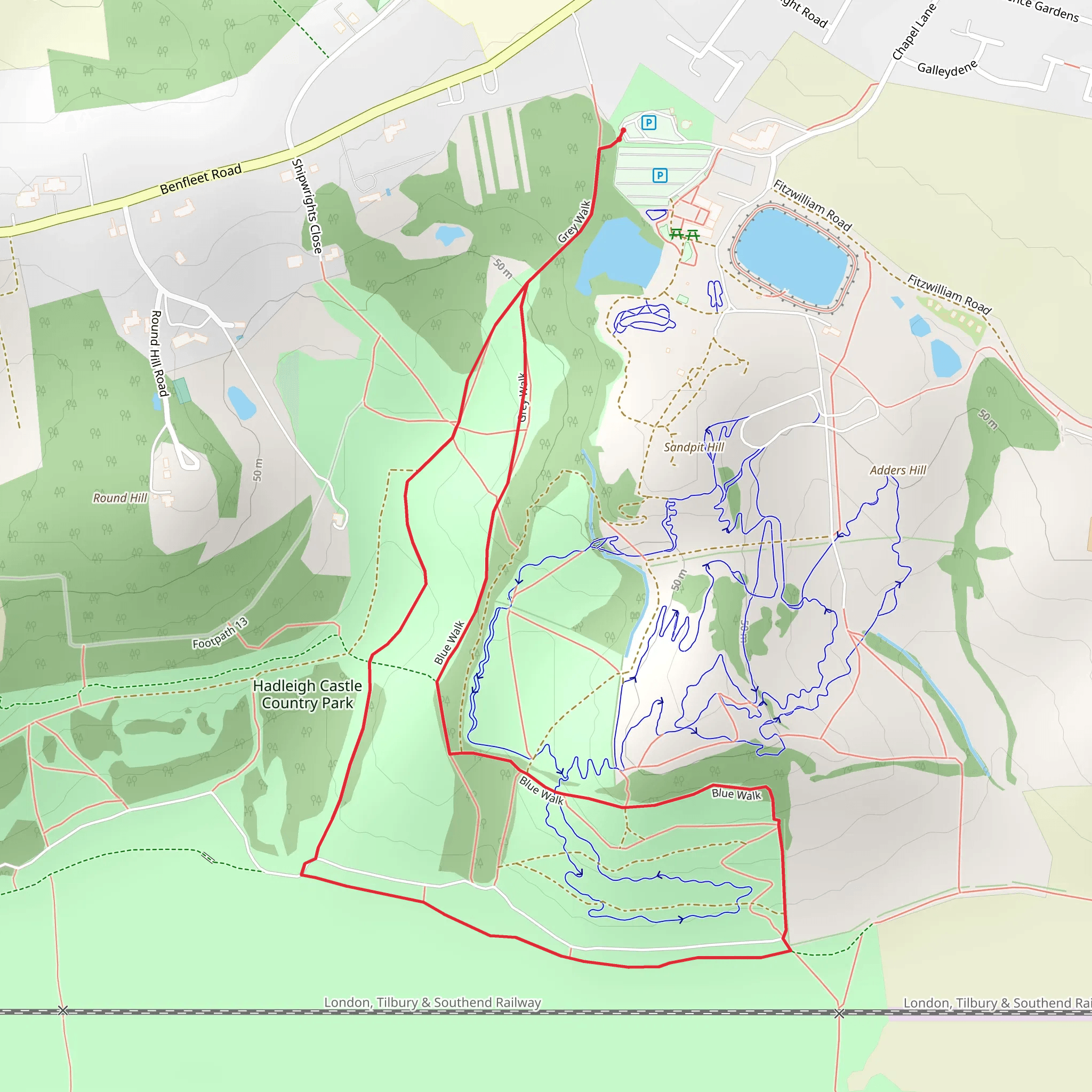 Hadleigh Castle Country Park Loop mobile static map