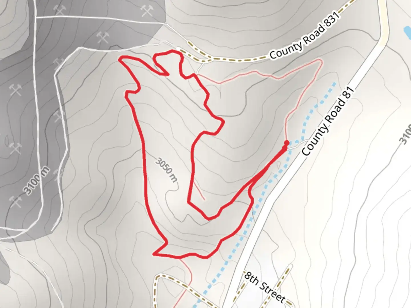 An image depicting the trail Vindicator Valley Loop Trail and its surrounding area.