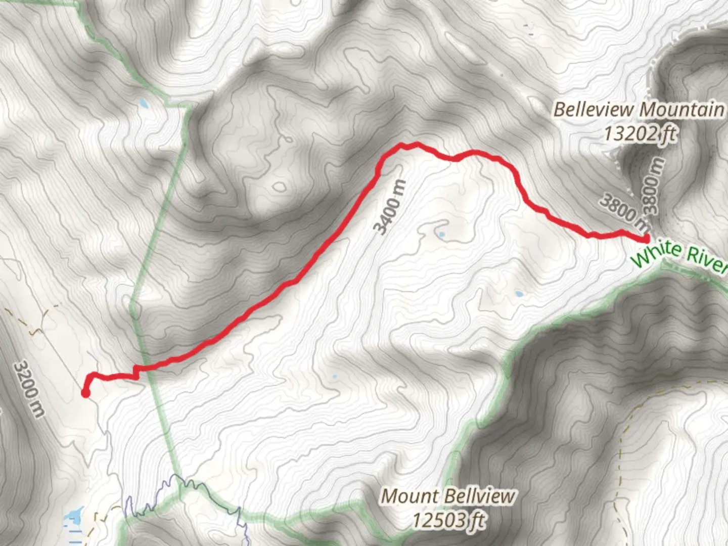 An image depicting the trail West Maroon Trail Out and Back and its surrounding area.