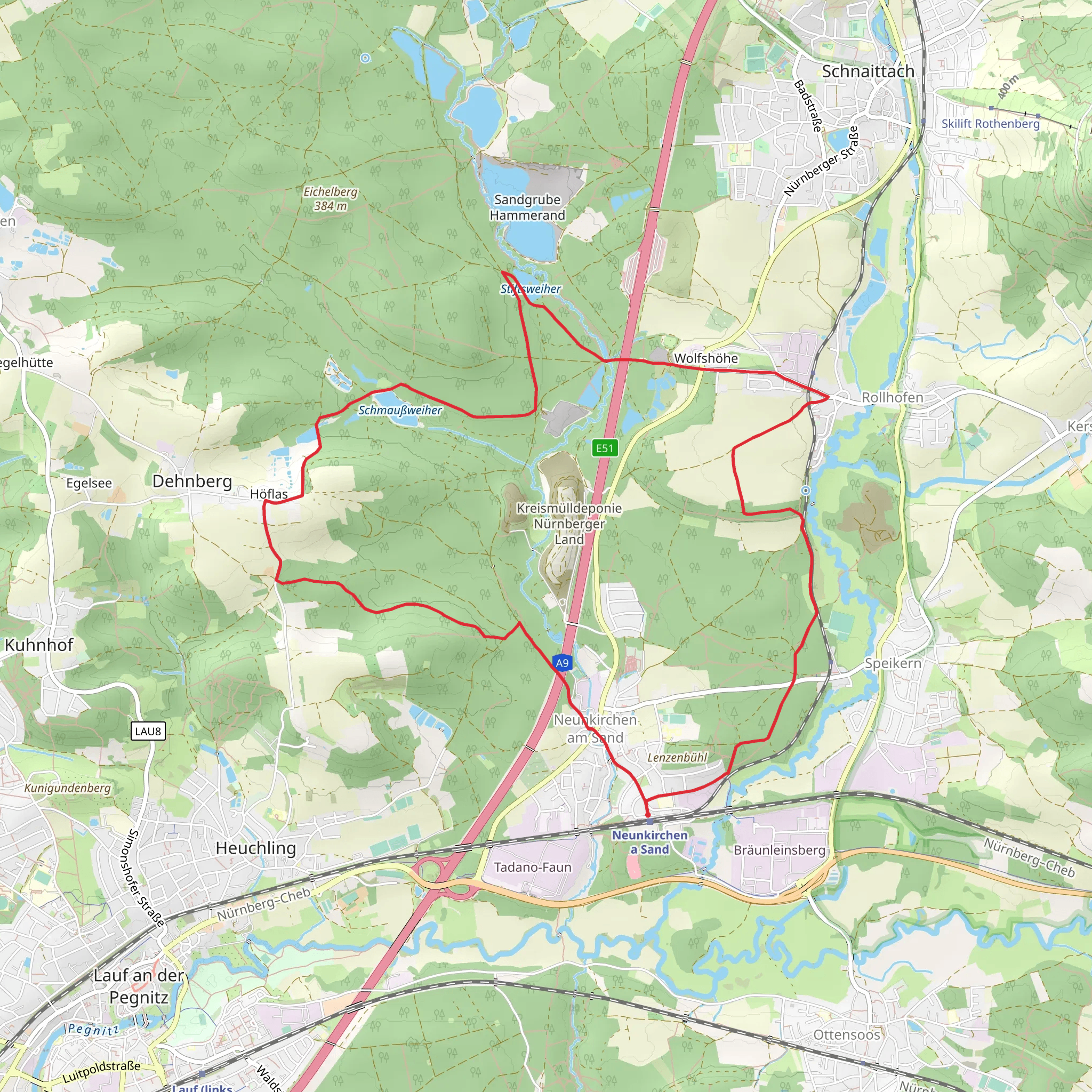 Stiftsweiher via Dehnberger Runde and Blaustrich mobile static map