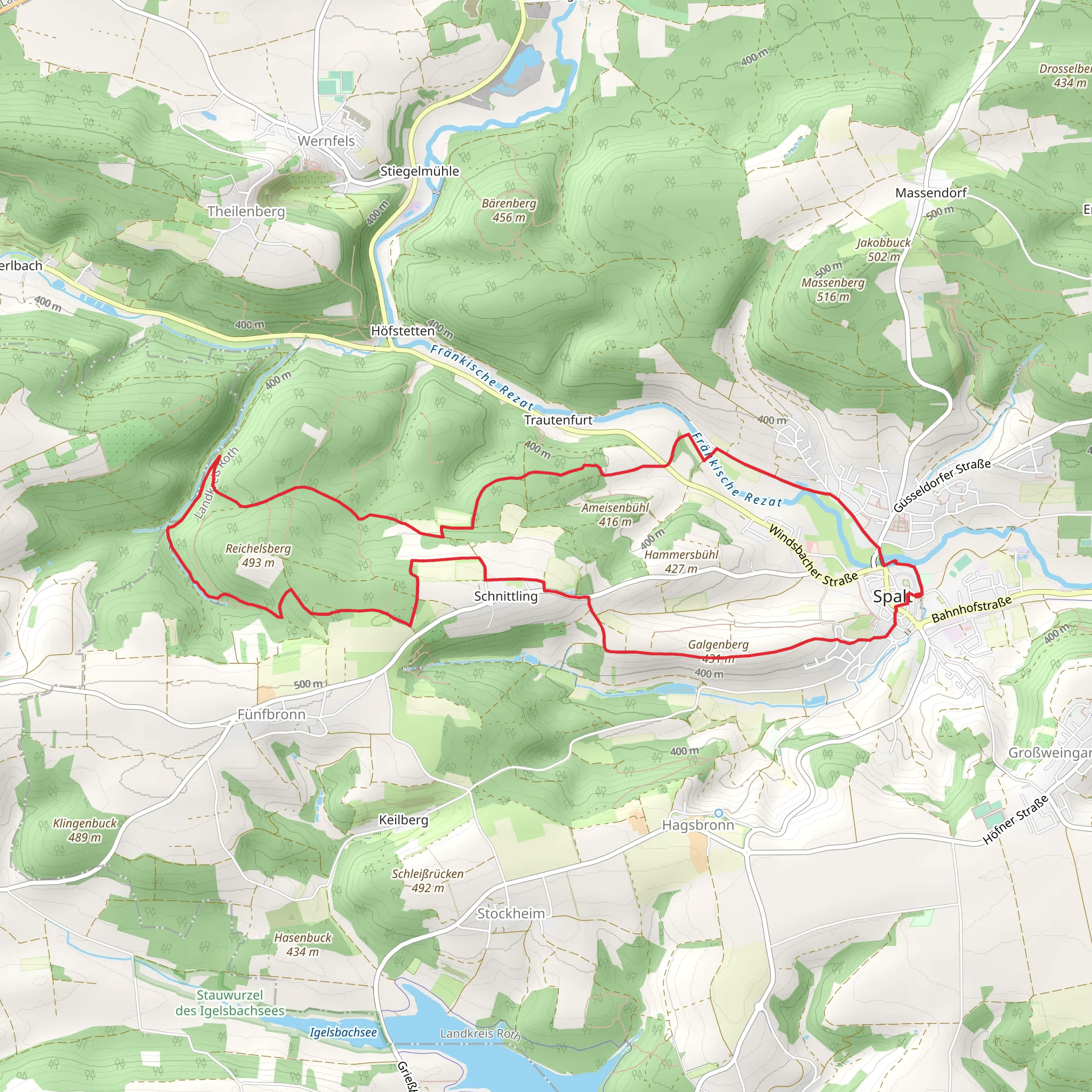 Schnittlinger Eiche and Spalt IVV 7 Loop mobile static map