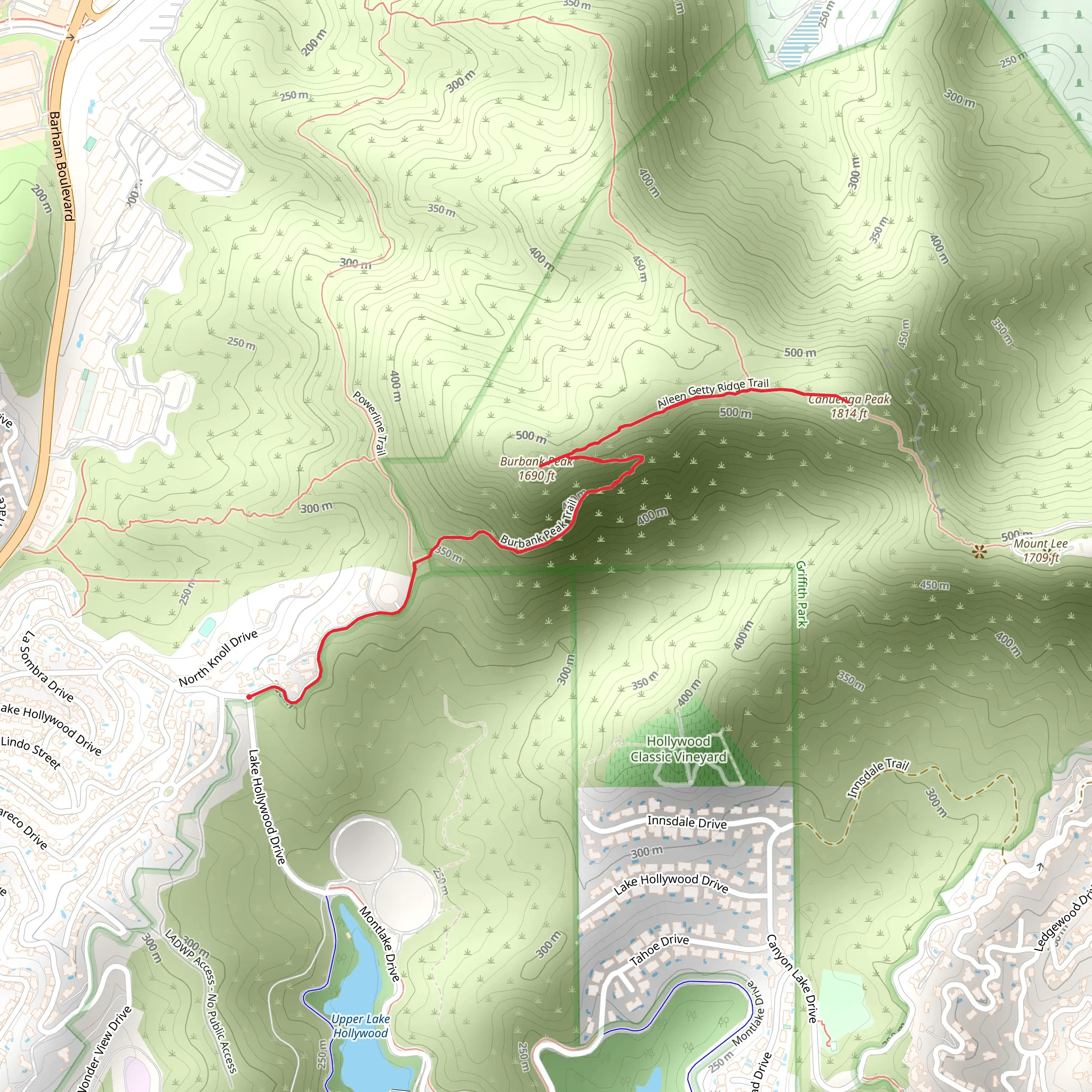 Burbank Peak and Cahuenga Peak mobile static map