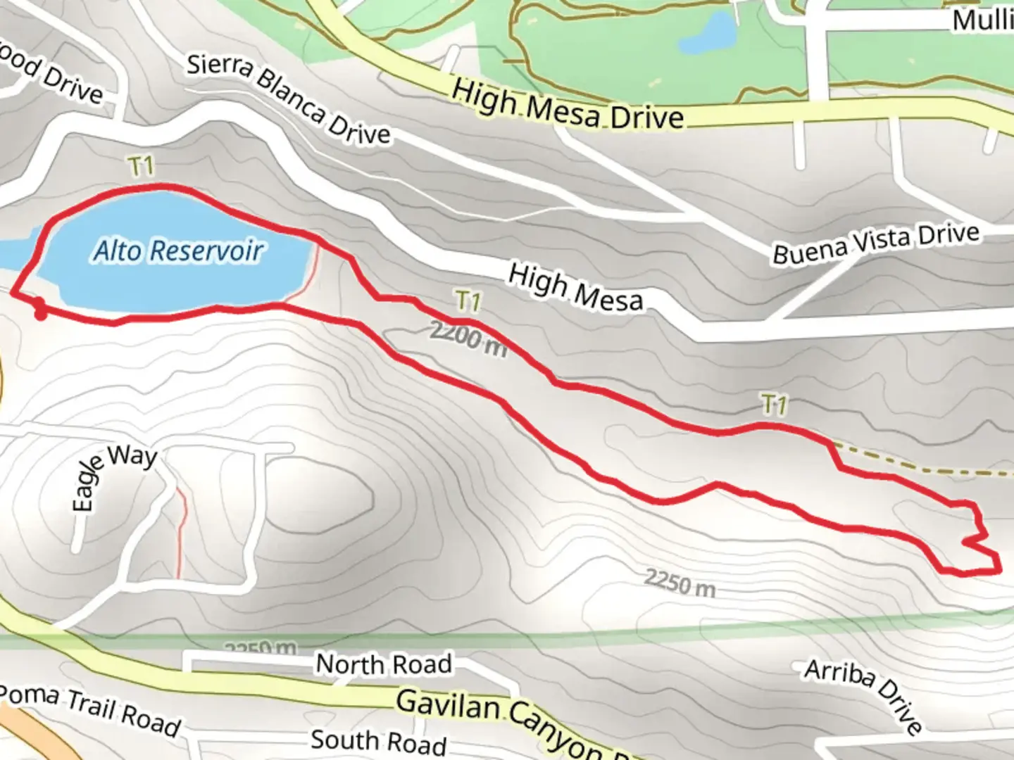 An image depicting the trail Alto Reservoir and Alto Eagle Creek Loop Trail and its surrounding area.