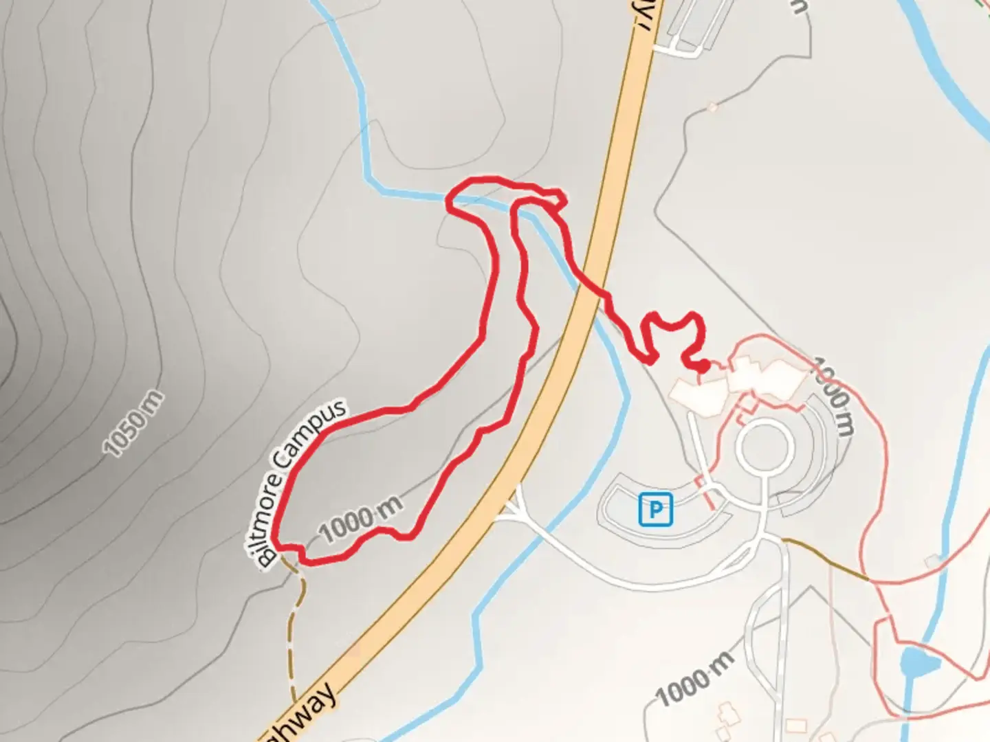 An image depicting the trail Biltmore Campus Trail and its surrounding area.