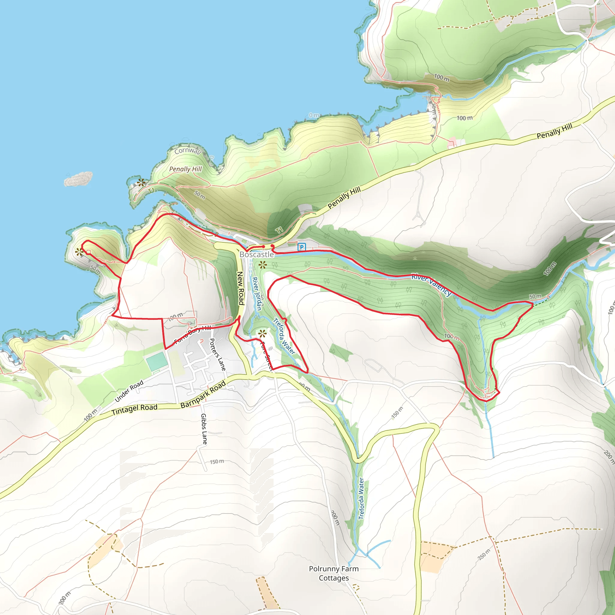 Boscastle and the Valency Valley Walk mobile static map