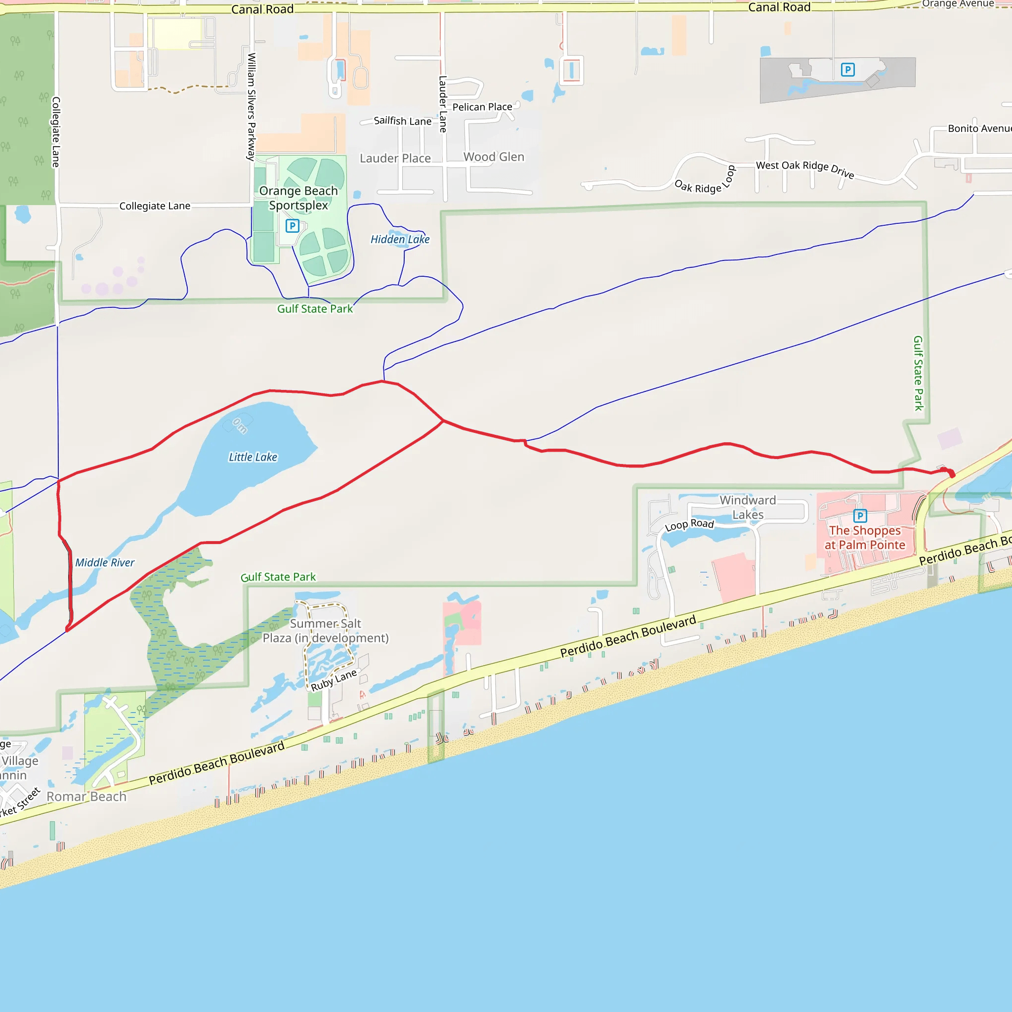 Cotton Bayou Trail, Rosemary Dunes Trail and Catman Trail Loop mobile static map