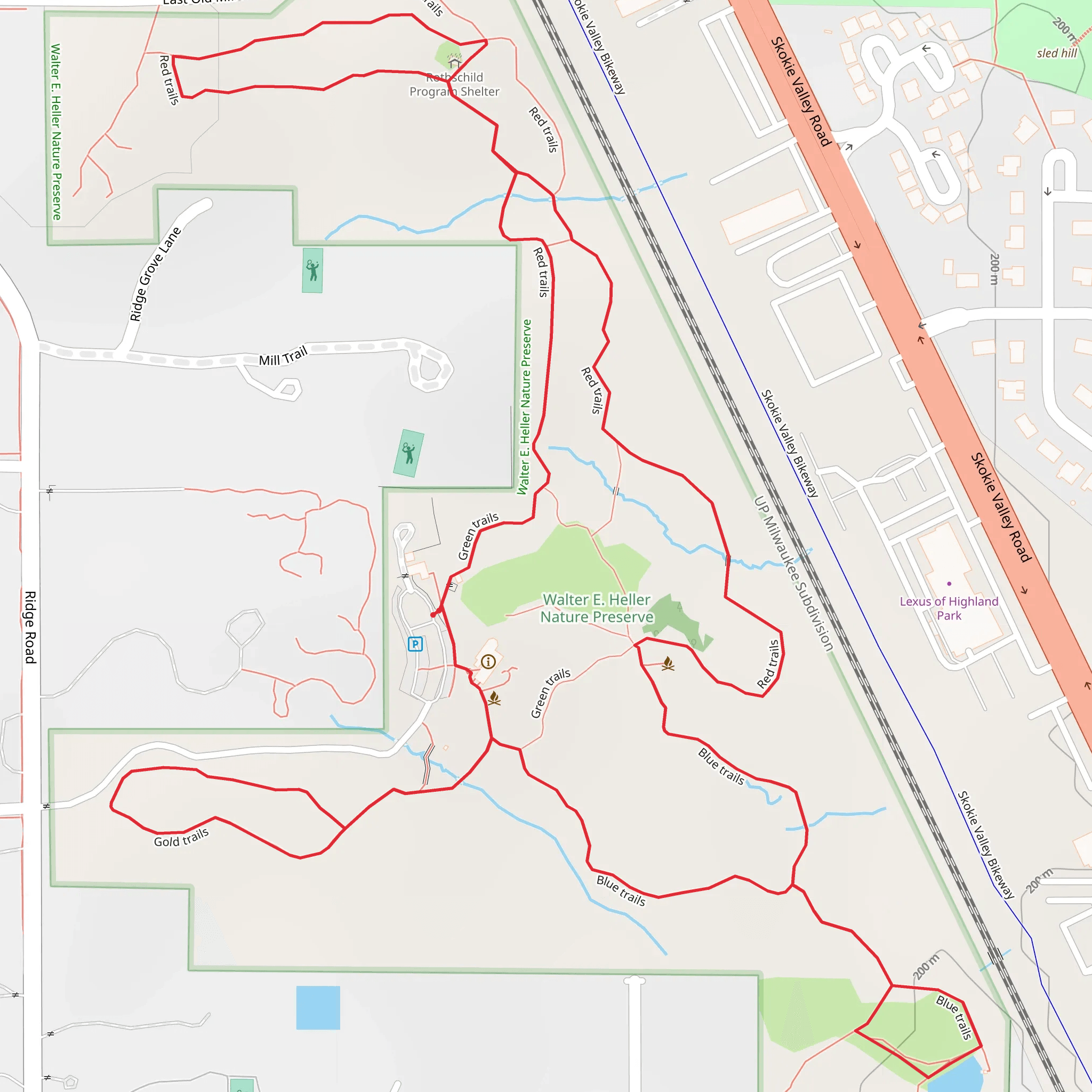 Walter E Heller Nature Preserve Loop mobile static map