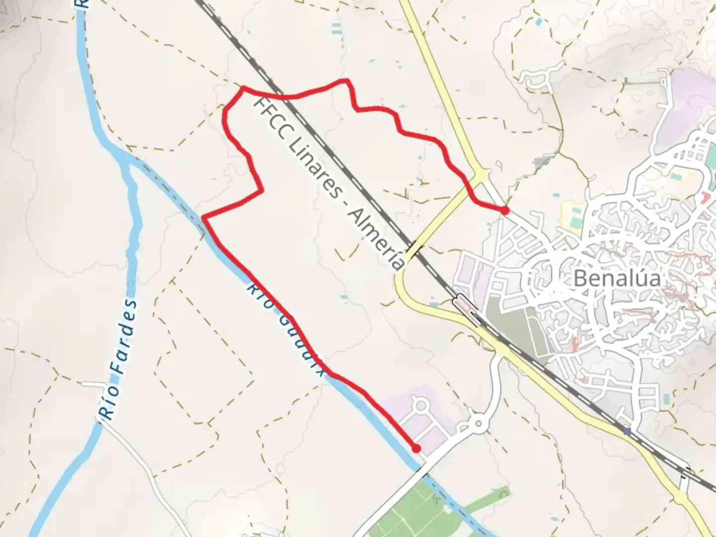 An image depicting the trail Vega de Benalua and its surrounding area.