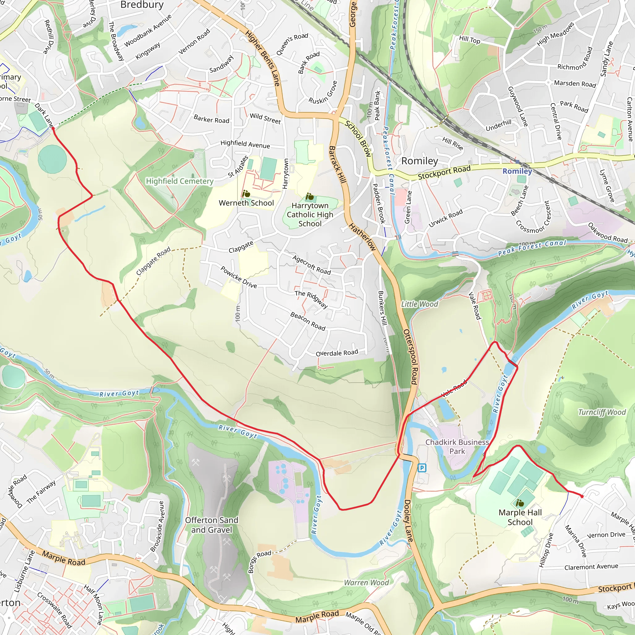River Goyt via Midshires Way mobile static map