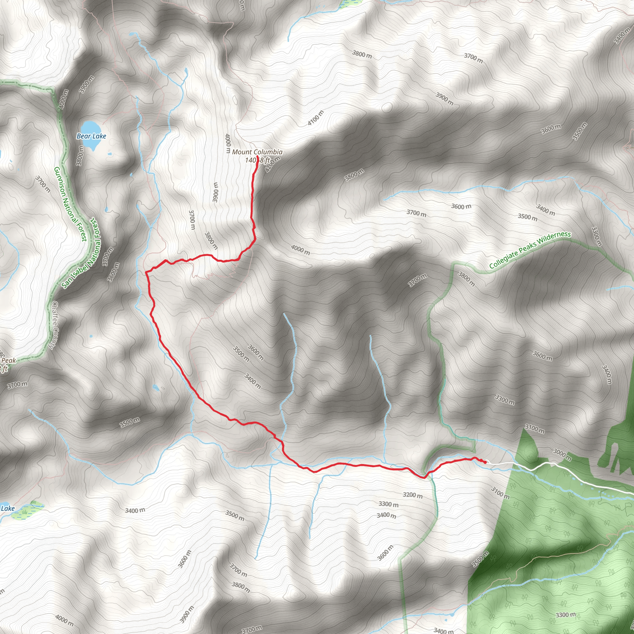 Mount Columbia via Horn Fork Basin Trail mobile static map