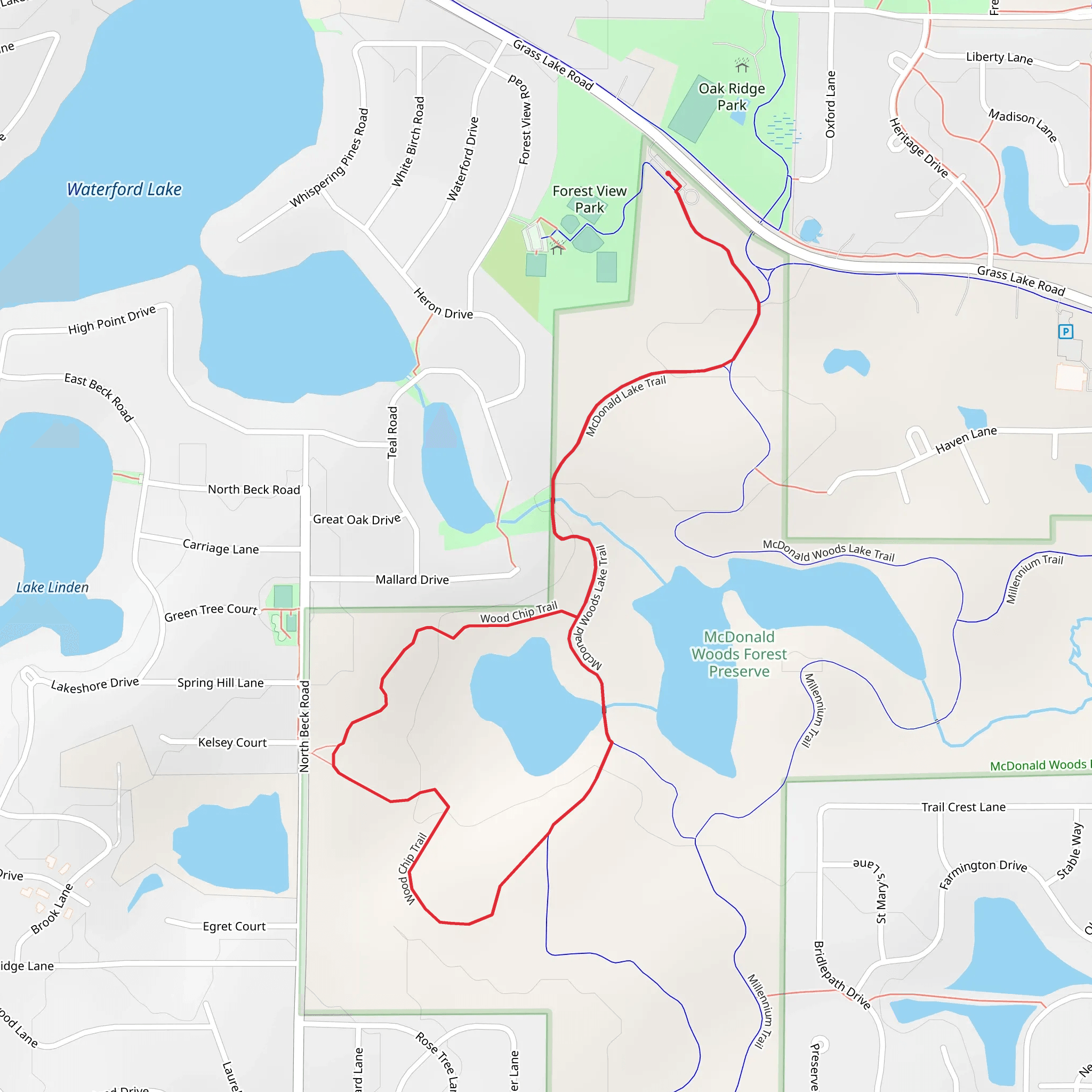 Wood Chip Loop via McDonald Lake Trail mobile static map