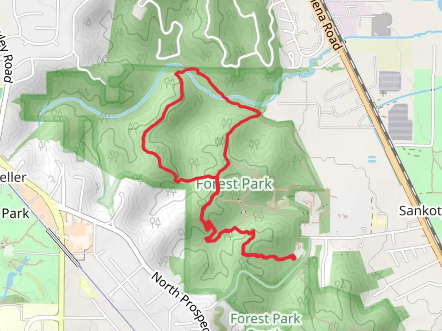 An image depicting the trail Wilderness, Wake Robin and Deer Run Loop Trail and its surrounding area.