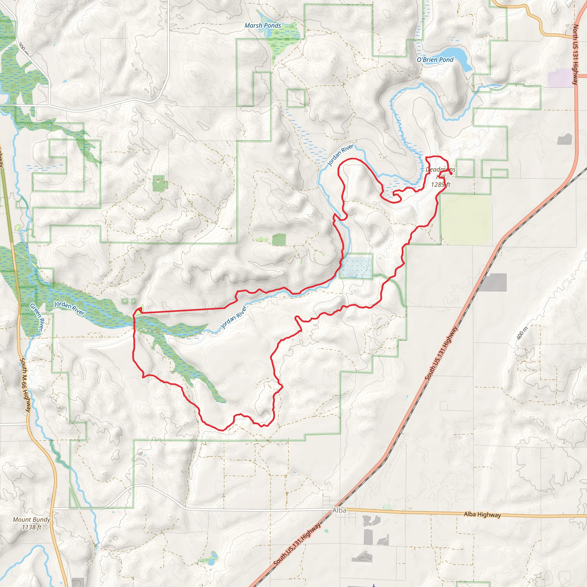 Jordan River Pathway Loop via Deadmans Hill mobile static map