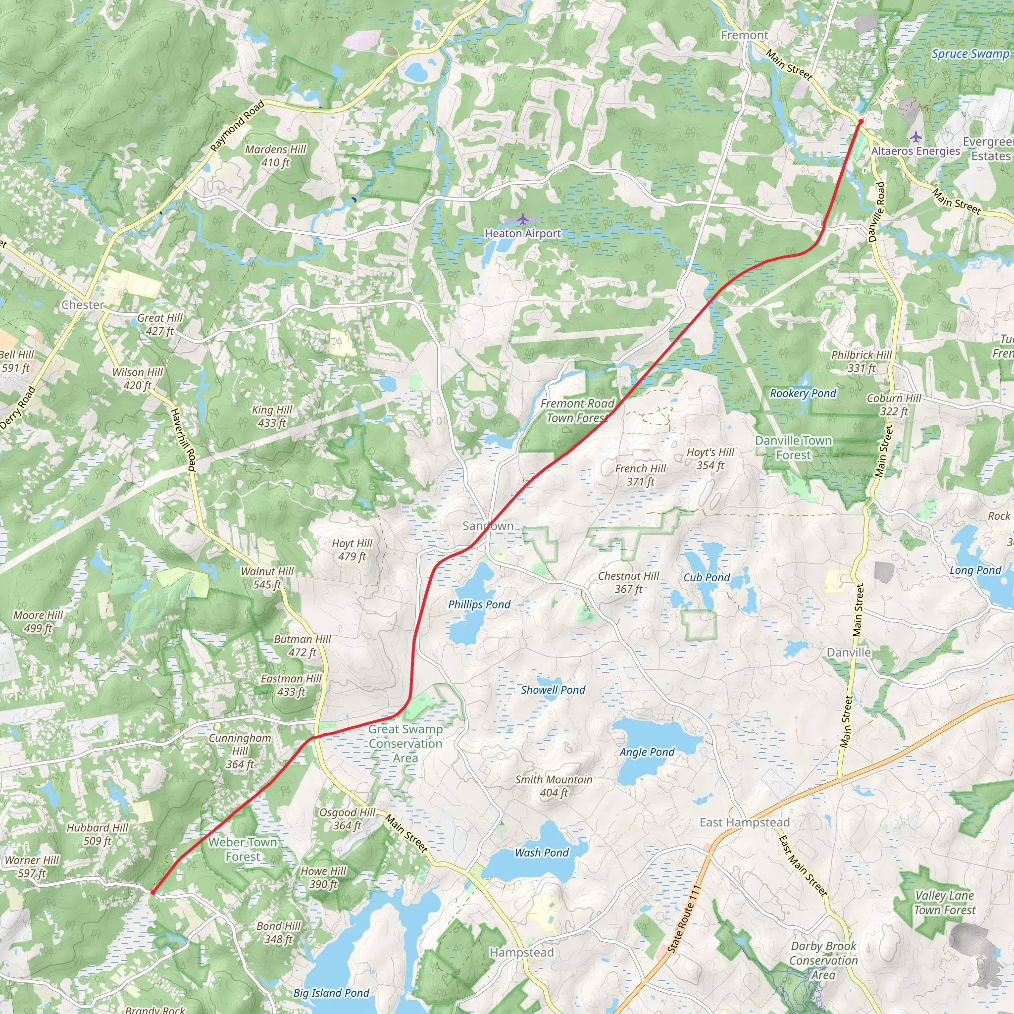 Rockingham Recreational Trail from MainStreet to Warner Hill Road mobile static map