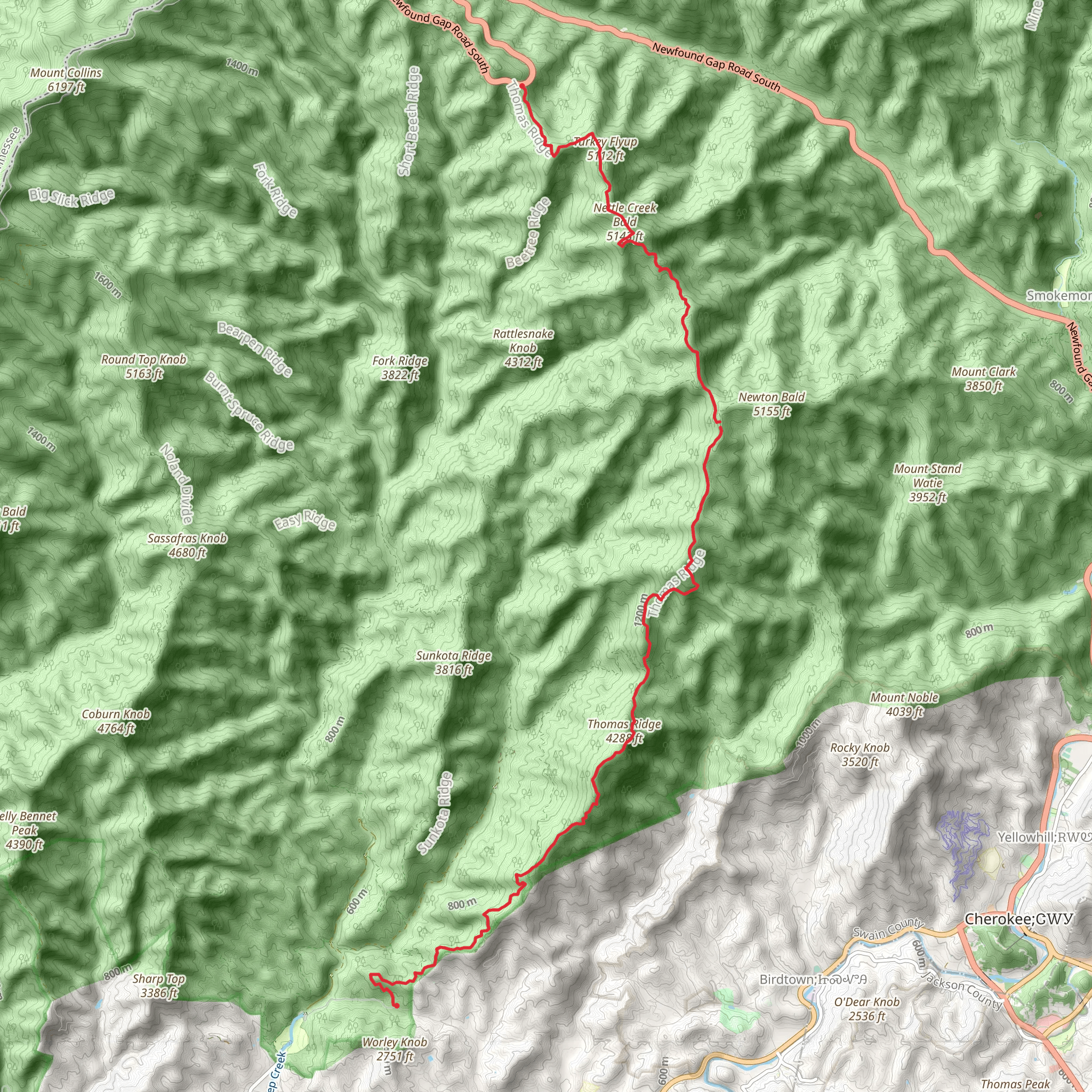 Thomas Divide Trail mobile static map