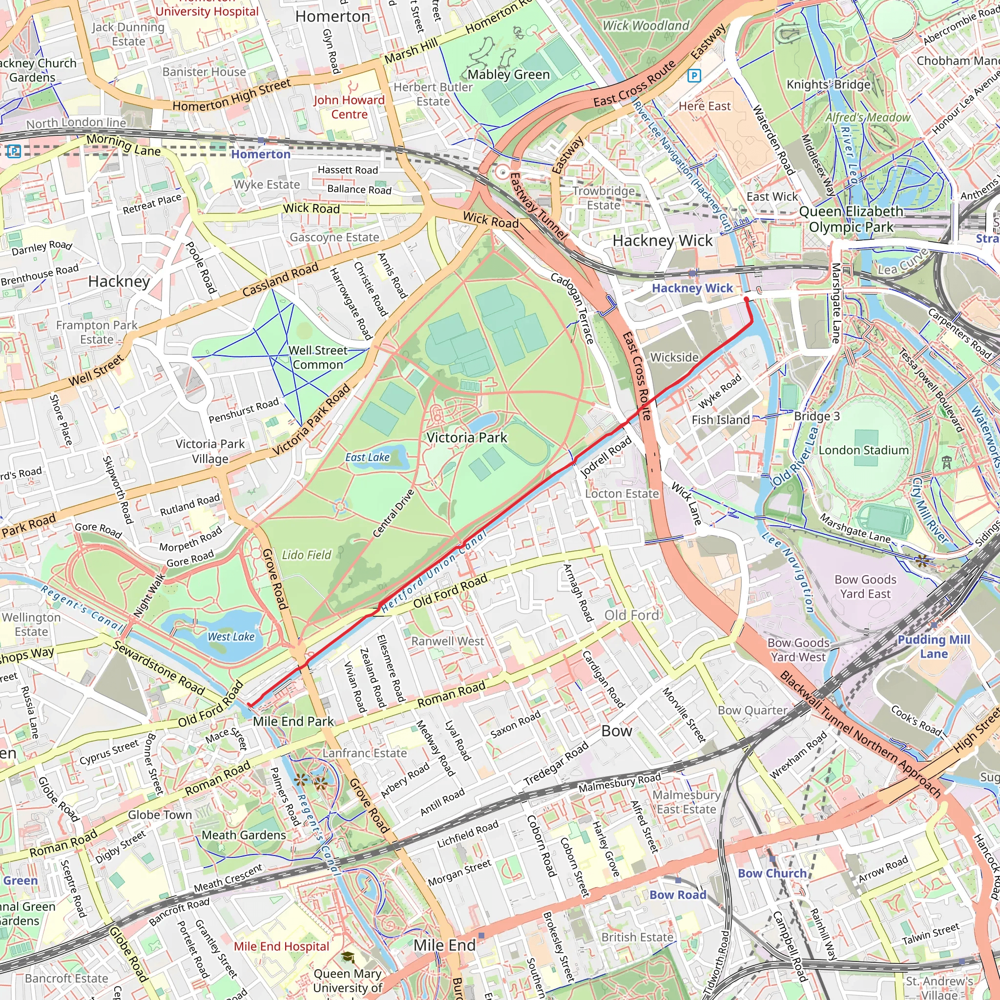 Hertford Union Canal Walk mobile static map