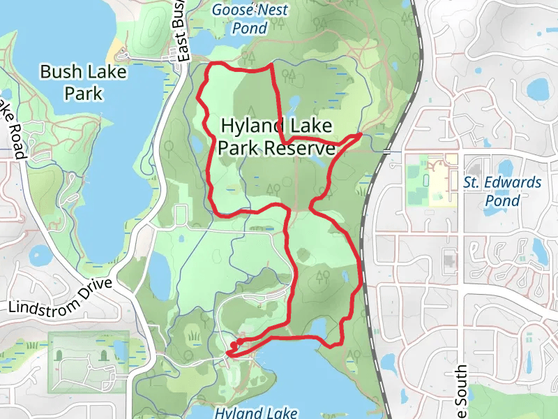 Hyland Lake via Oak Kbob and Hyland Lake Park Reserve Loop