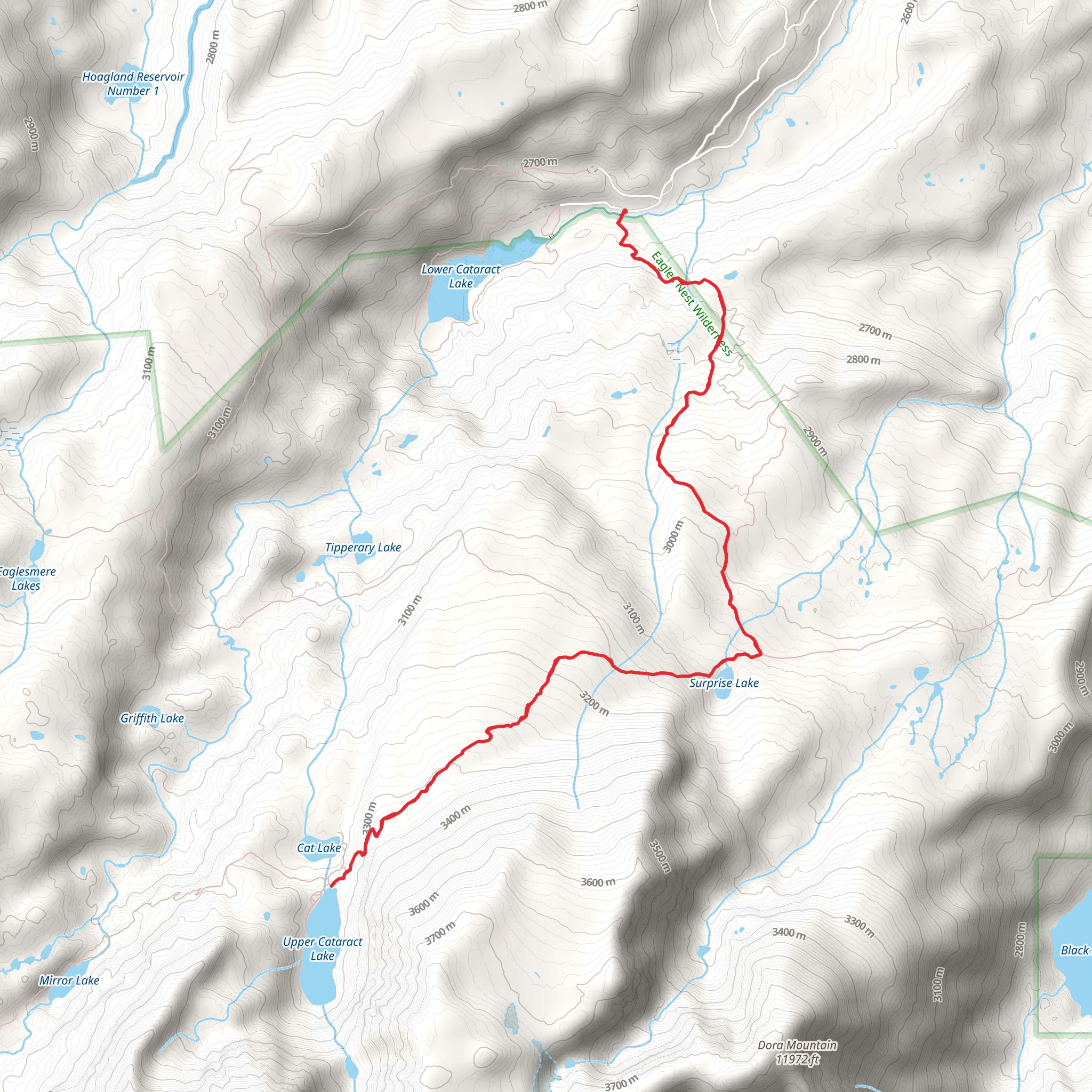 Upper Cataract Lake via Surprise Lake Trail mobile static map