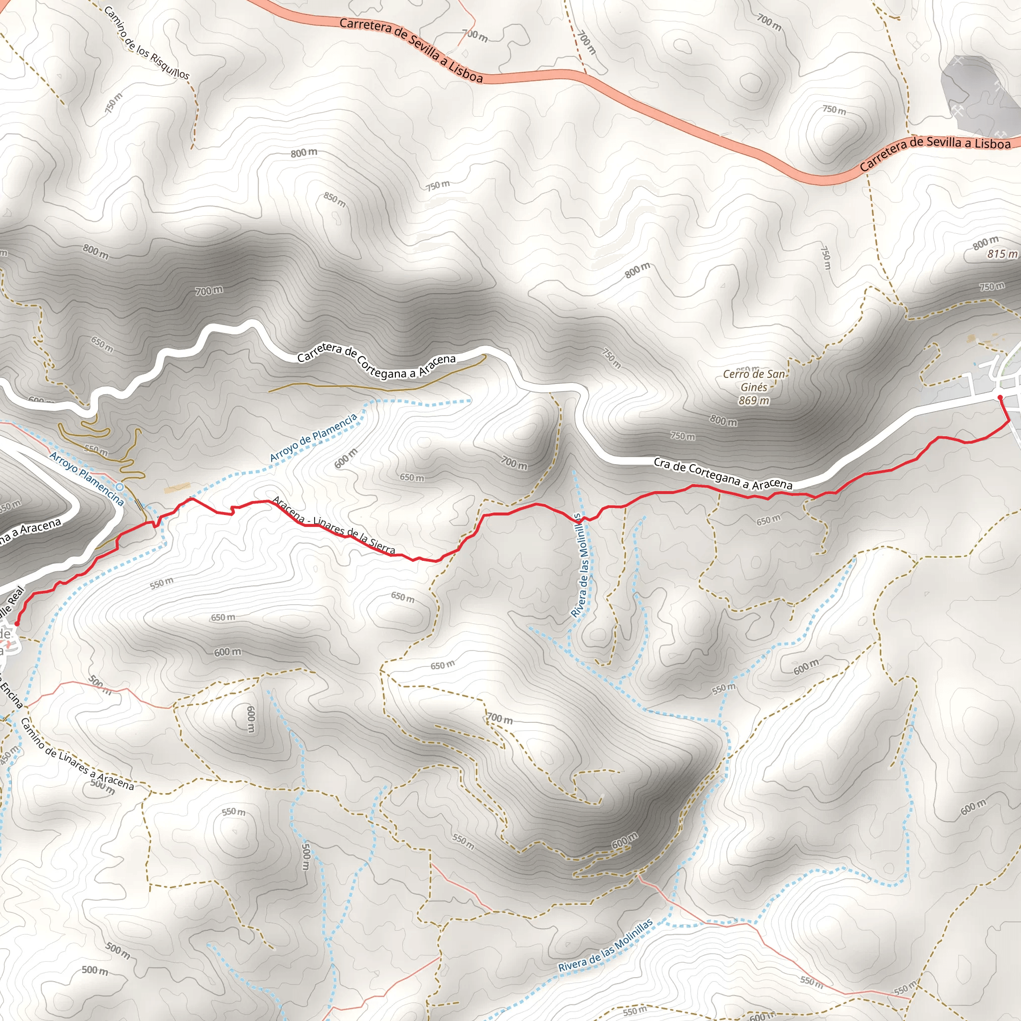 Aracena - Linares de la Sierra mobile static map